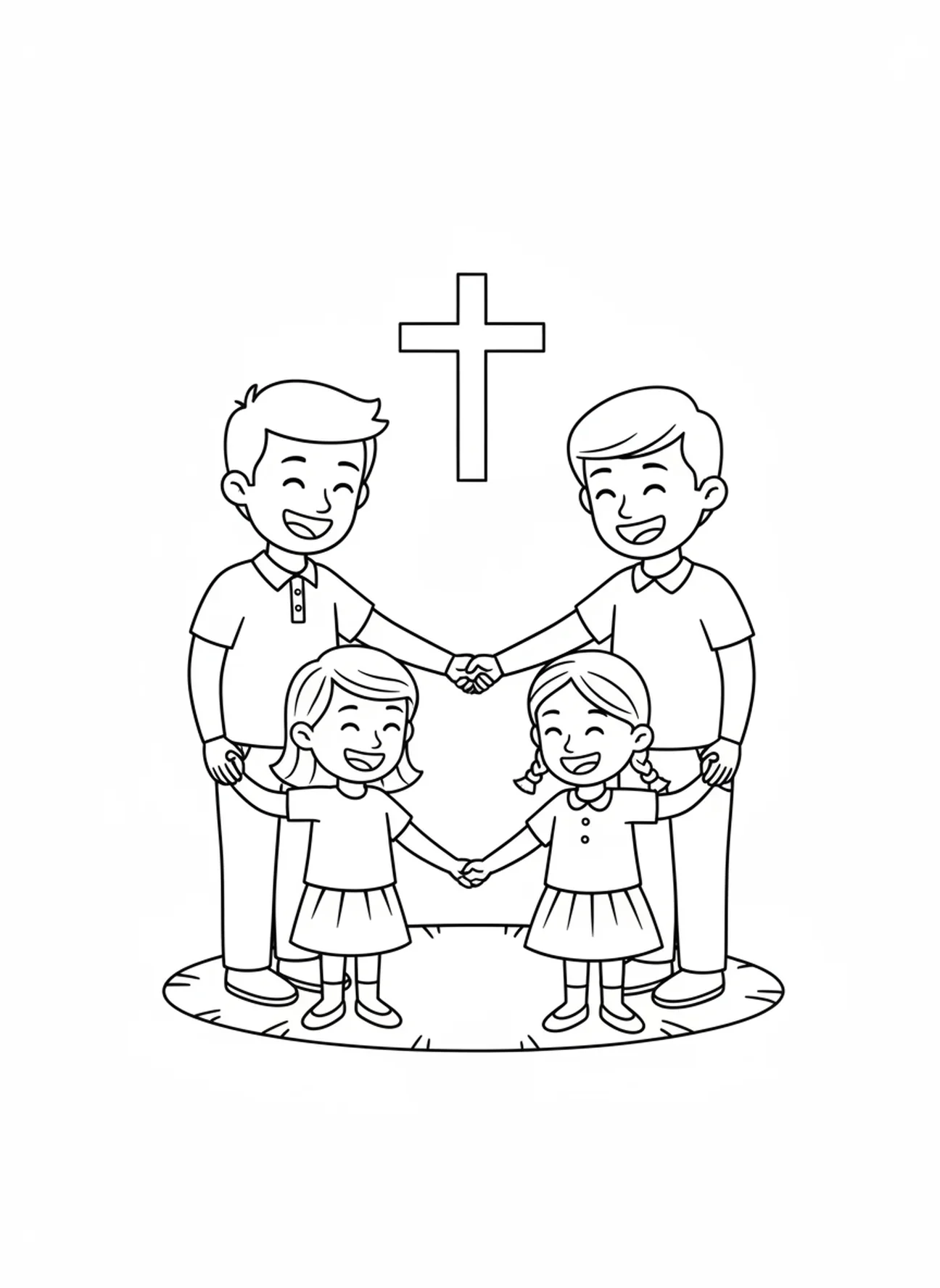 Familia orando junta, Oración del Señor Niños Orando Padre Nuestro página para colorear para niños de 5 a 10 años