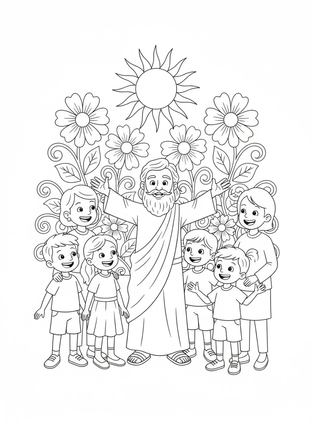 Marcos encorajando os crentes, página de colorir do Evangelista Marcos para crianças de 5 a 10 anos.
