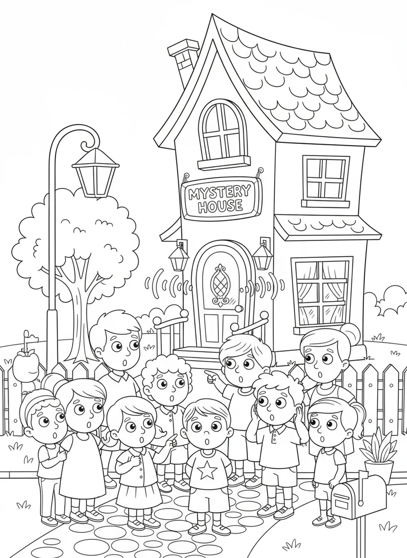 Foule curieuse, page à colorier sur la Pentecôte et les langues de feu pour les enfants de 5 à 10 ans.