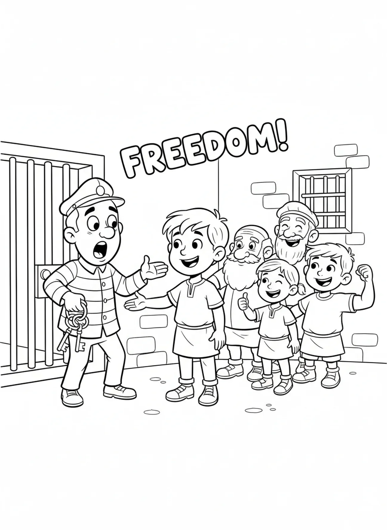 Carcelero y Silas, página para colorear de Silas para niños de 5 a 10 años.