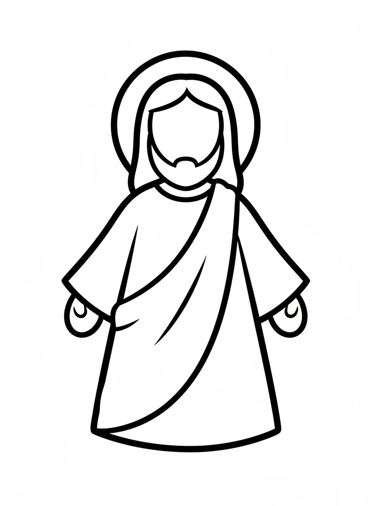 Figure simple de Jésus, page à colorier sur l'Entrée triomphale pour les tout-petits de 2 à 3 ans