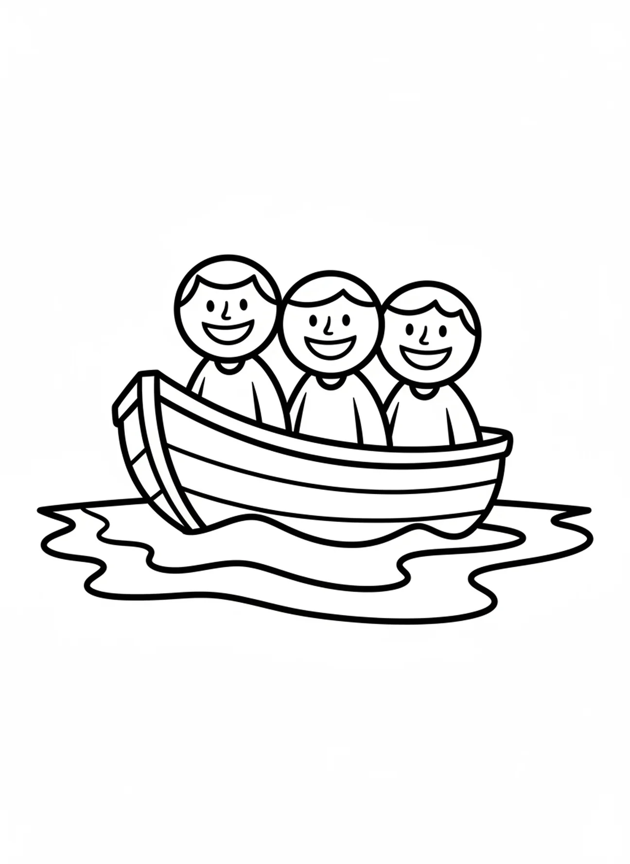 Drie lachende discipelen, kleurplaat van de Twaalf Discipelen voor kleuters van 3-5 jaar.