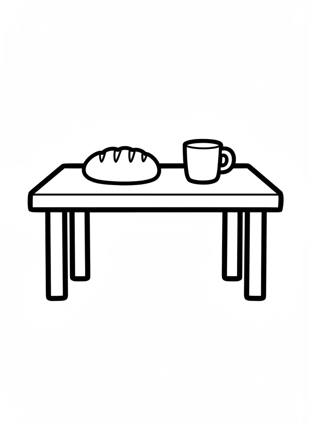 Langer Tisch mit Brot und Kelch, Ausmalbild der Zwölf Jünger für Kleinkinder im Alter von 2-3 Jahren