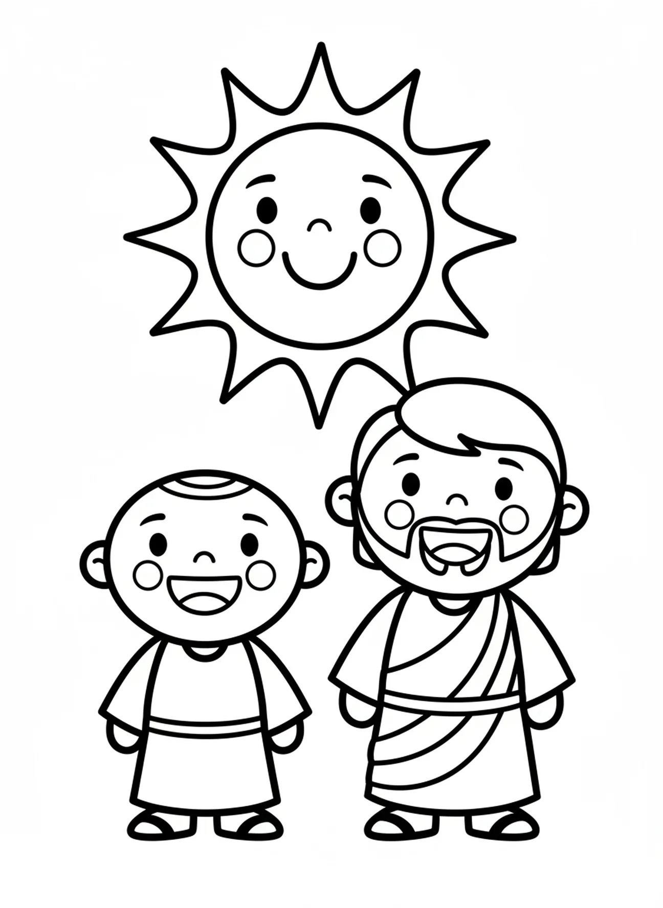 Zachäus und Jesus draußen, Zachäus Ausmalbild für Vorschulkinder im Alter von 3-5 Jahren