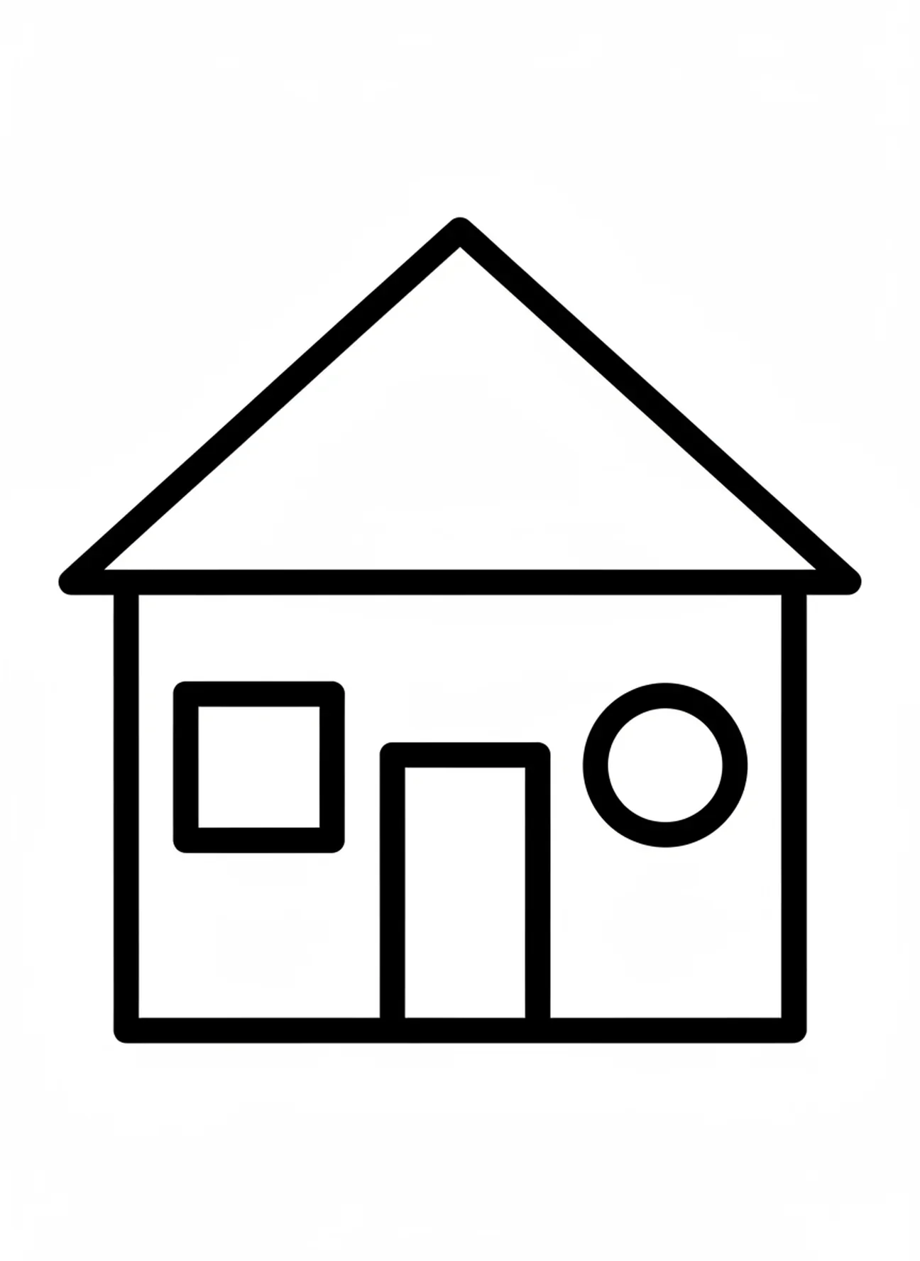 Forme de maison simple, page à colorier de Zachée pour les tout-petits de 2 à 3 ans