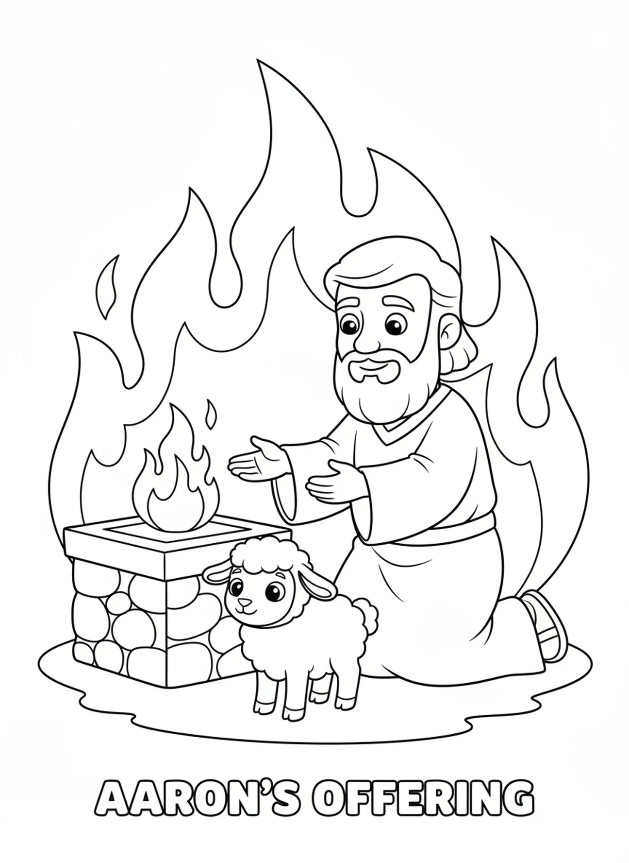 Aaron offrant un sacrifice, page à colorier Aaron Prêtre pour les enfants de 5 à 10 ans.