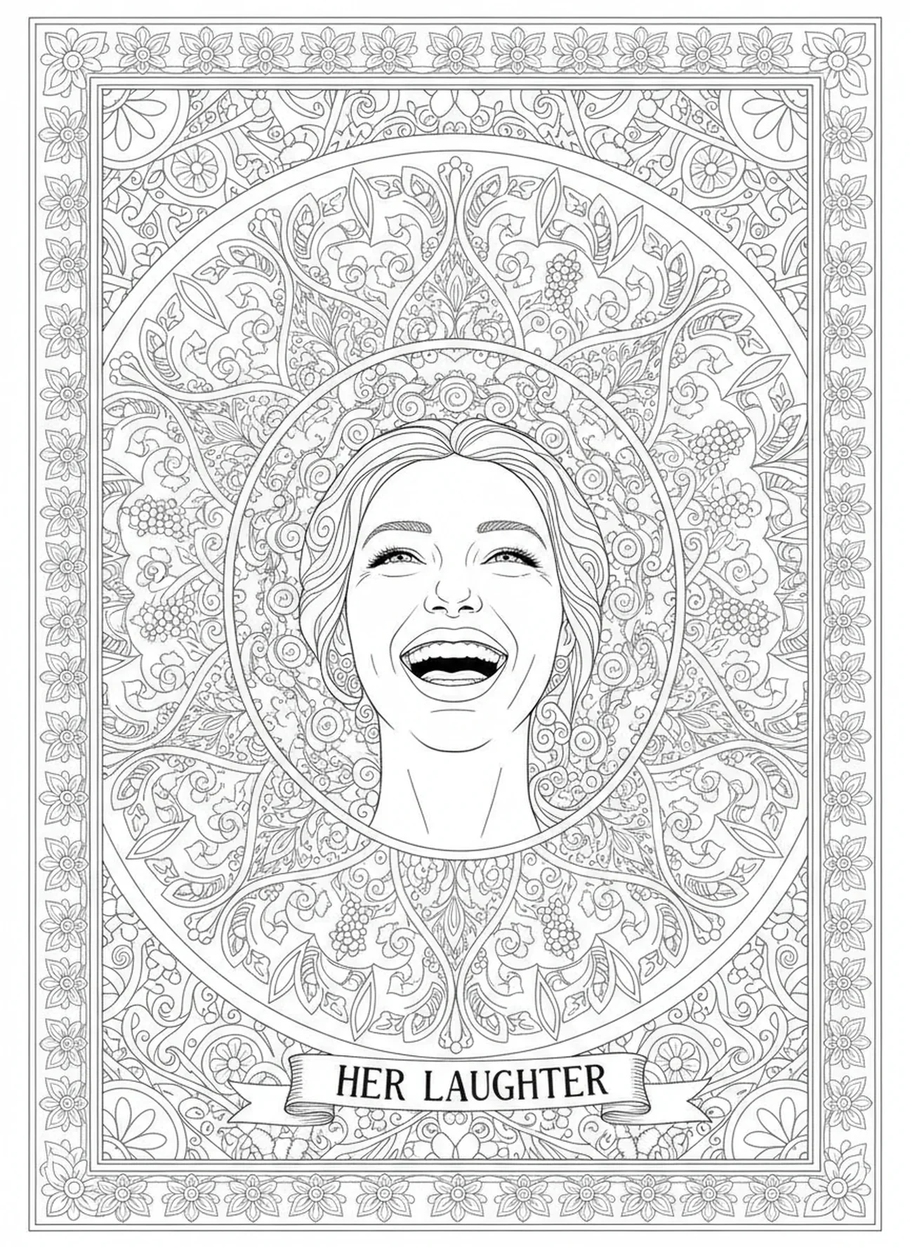 Sara rindo, página para colorir de Abraão e Sara no estilo de journaling bíblico para adultos.