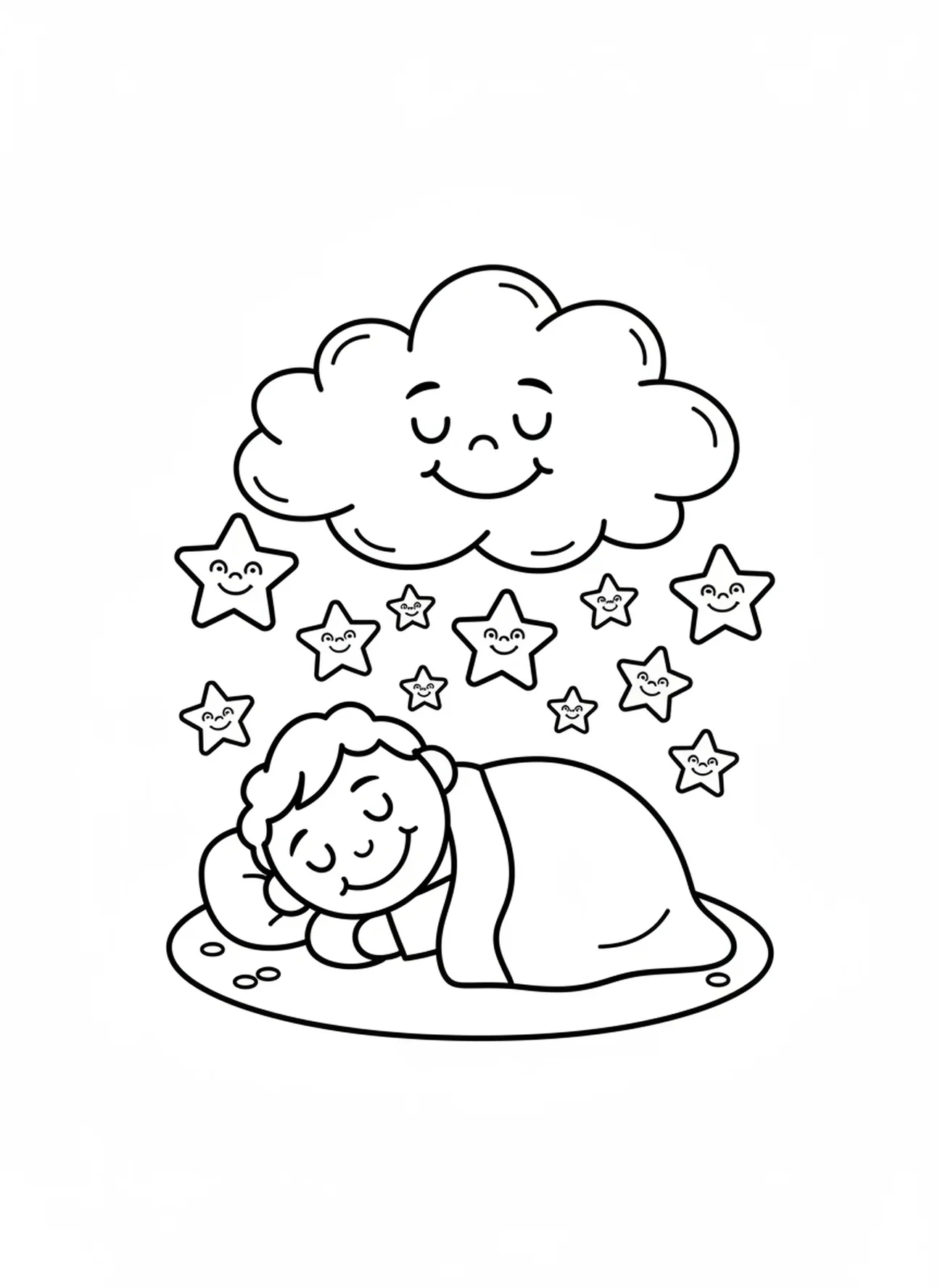 Abraham dormant sous un nuage amical, page à colorier de la tente d'Abraham pour les enfants d'âge préscolaire de 3 à 5 ans