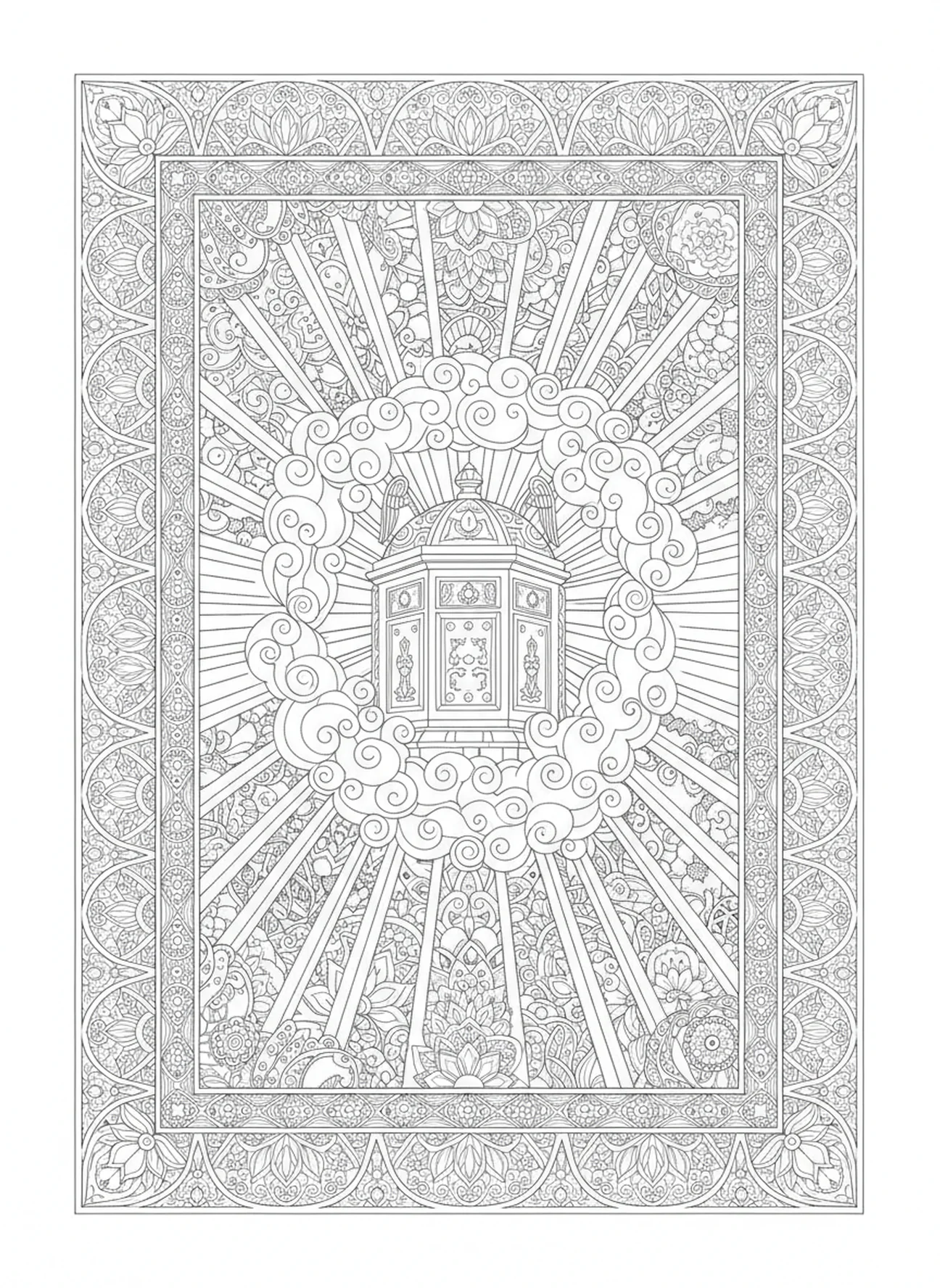Página para colorear de los Querubines del Arca de la Alianza, estilo de journaling bíblico para adultos.