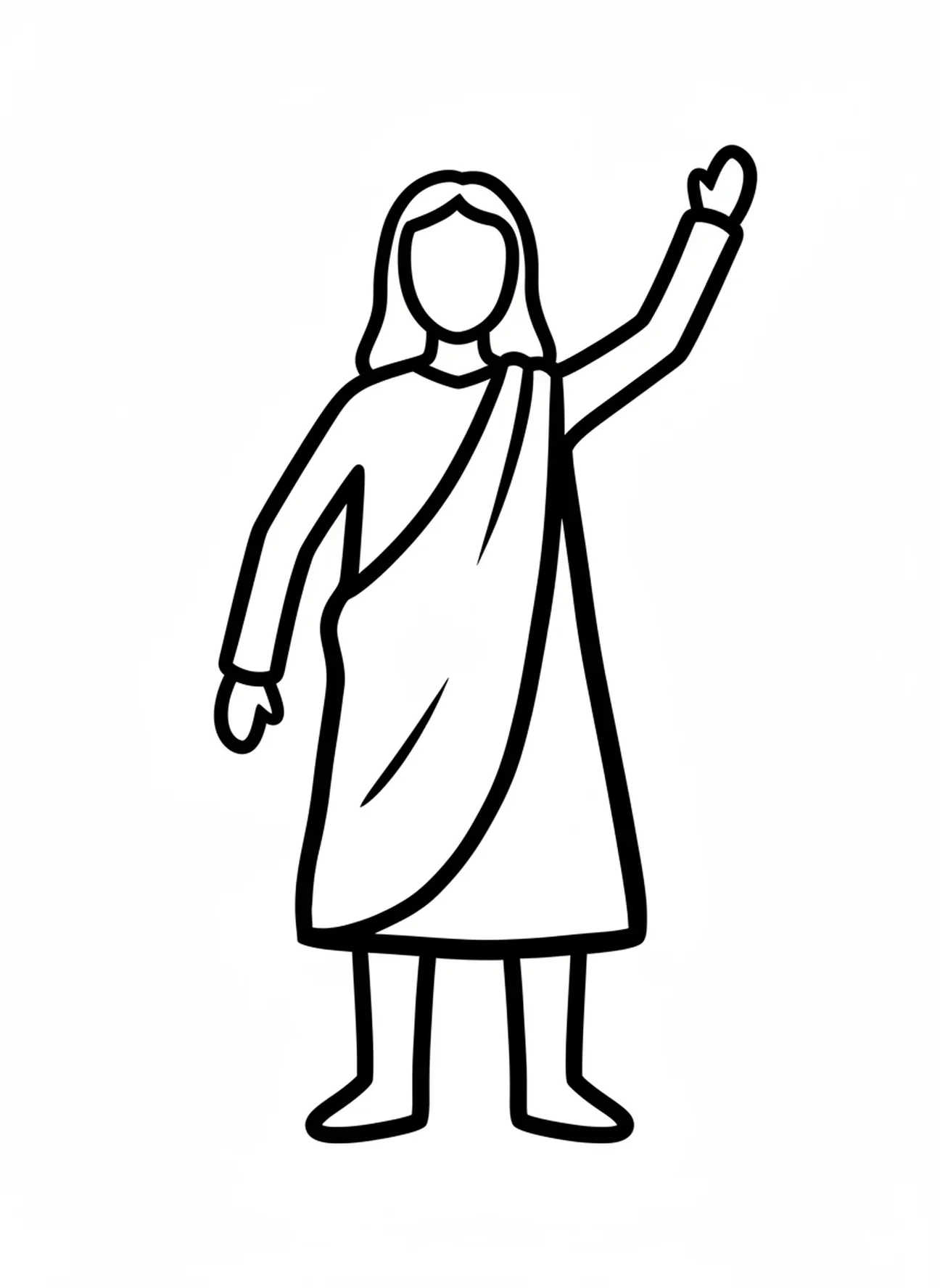 Moses-Figur mit erhobener Hand, Ausmalbild von Baby Moses für Kleinkinder im Alter von 2-3 Jahren