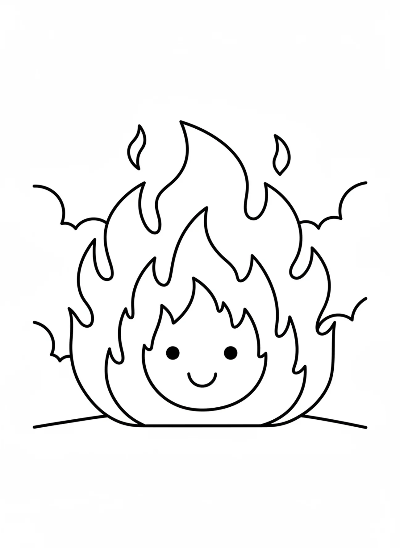 Buisson ardent avec des flammes, page à colorier du Buisson ardent pour les enfants d'âge préscolaire de 3 à 5 ans.