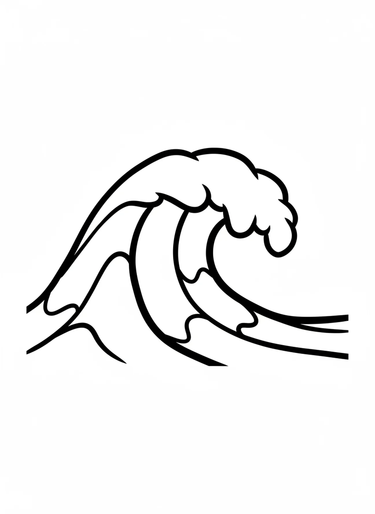 Forme de grande vague, page à colorier sur la Création des Oiseaux et des Poissons pour les tout-petits de 2 à 3 ans