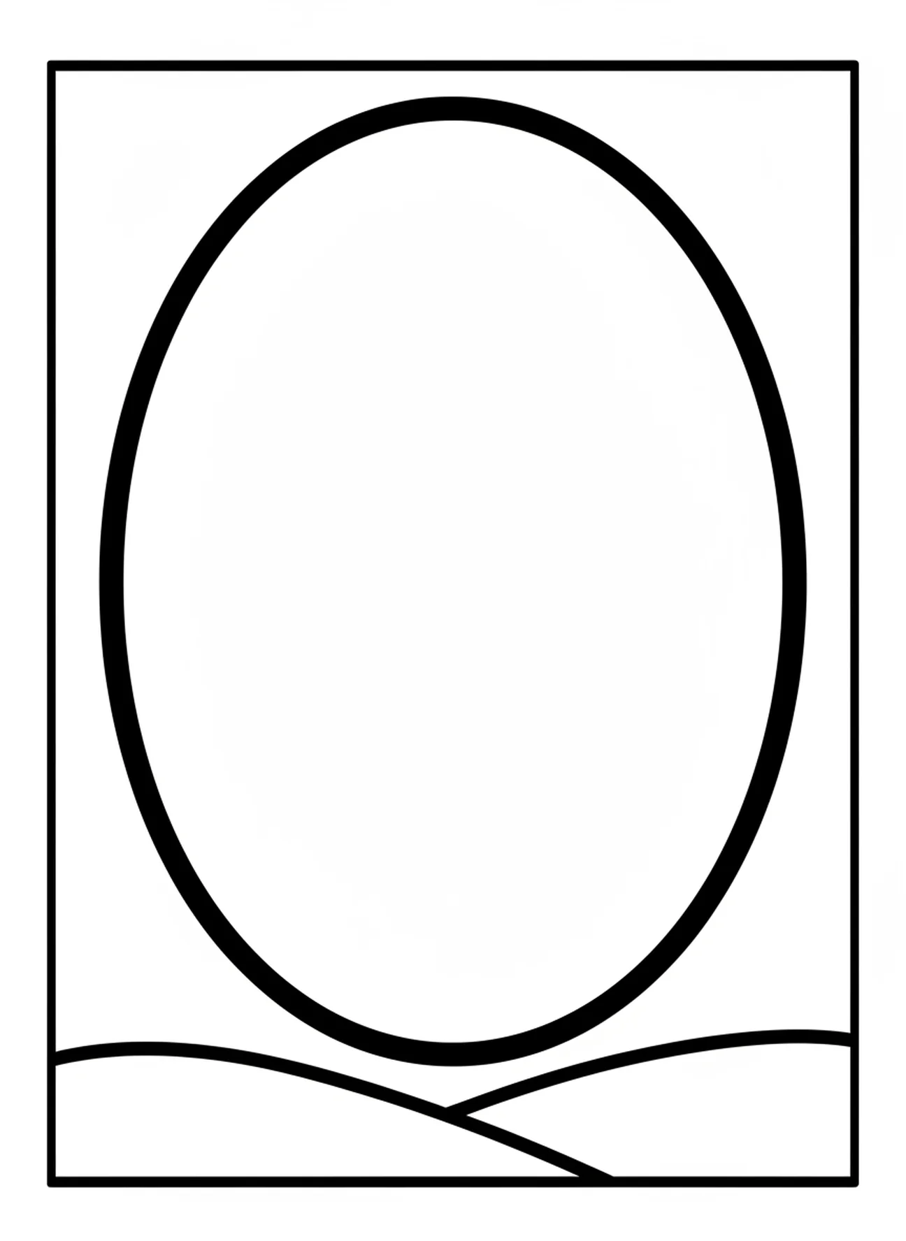 Forma oval gigante, página para colorir do Dia da Criação 2 Céu e Água para crianças de 2 a 3 anos.