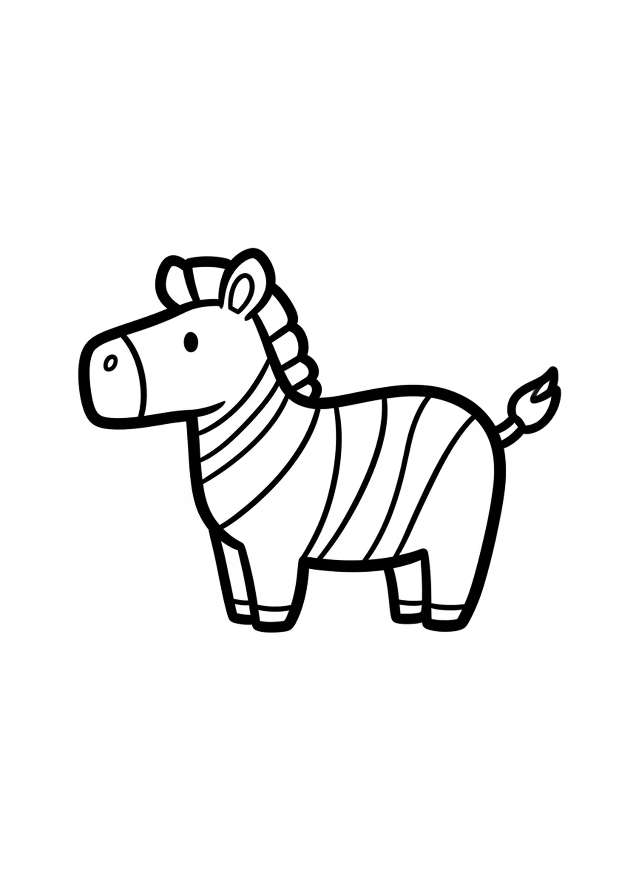 Zebra grande, página de colorir Animais da Criação para crianças de 2 a 3 anos