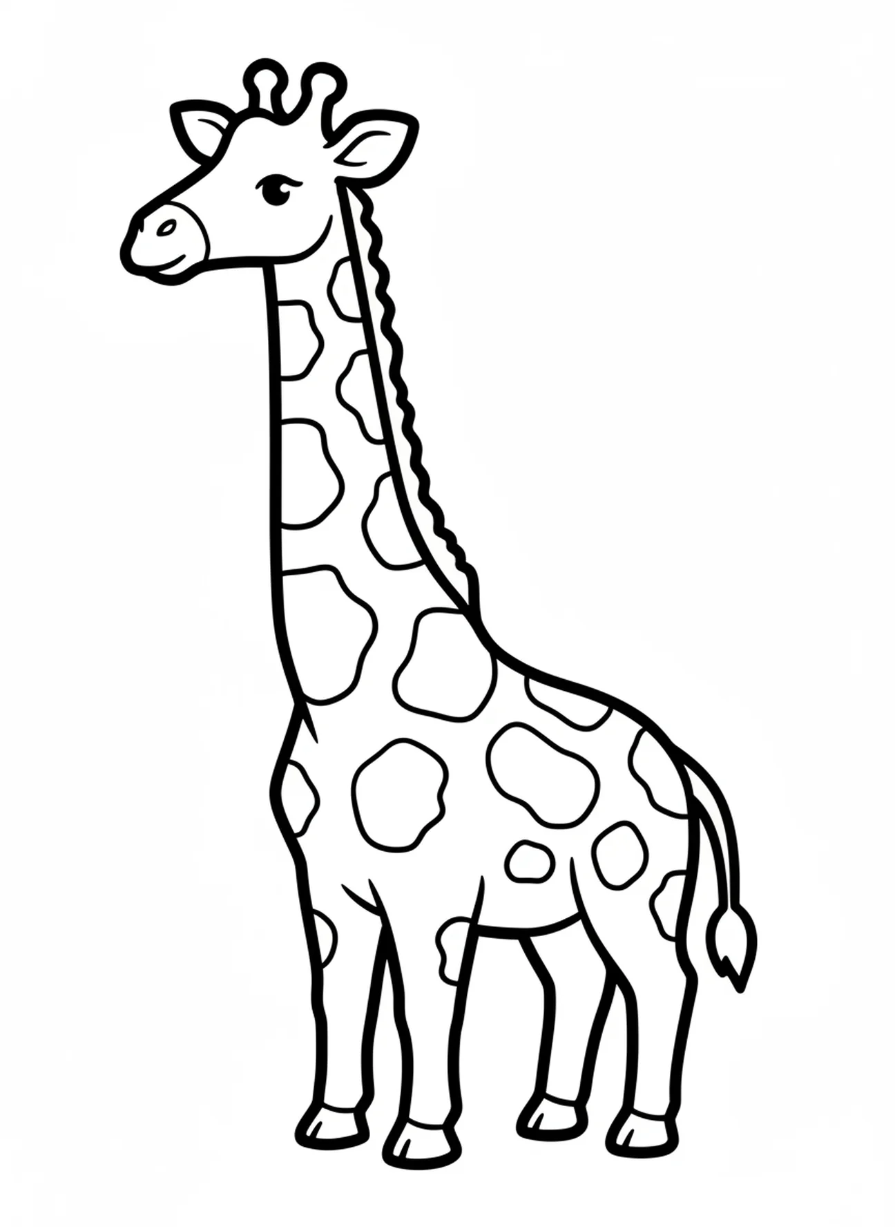 Girafa enorme, página para colorir Animais da Criação para crianças de 2 a 3 anos