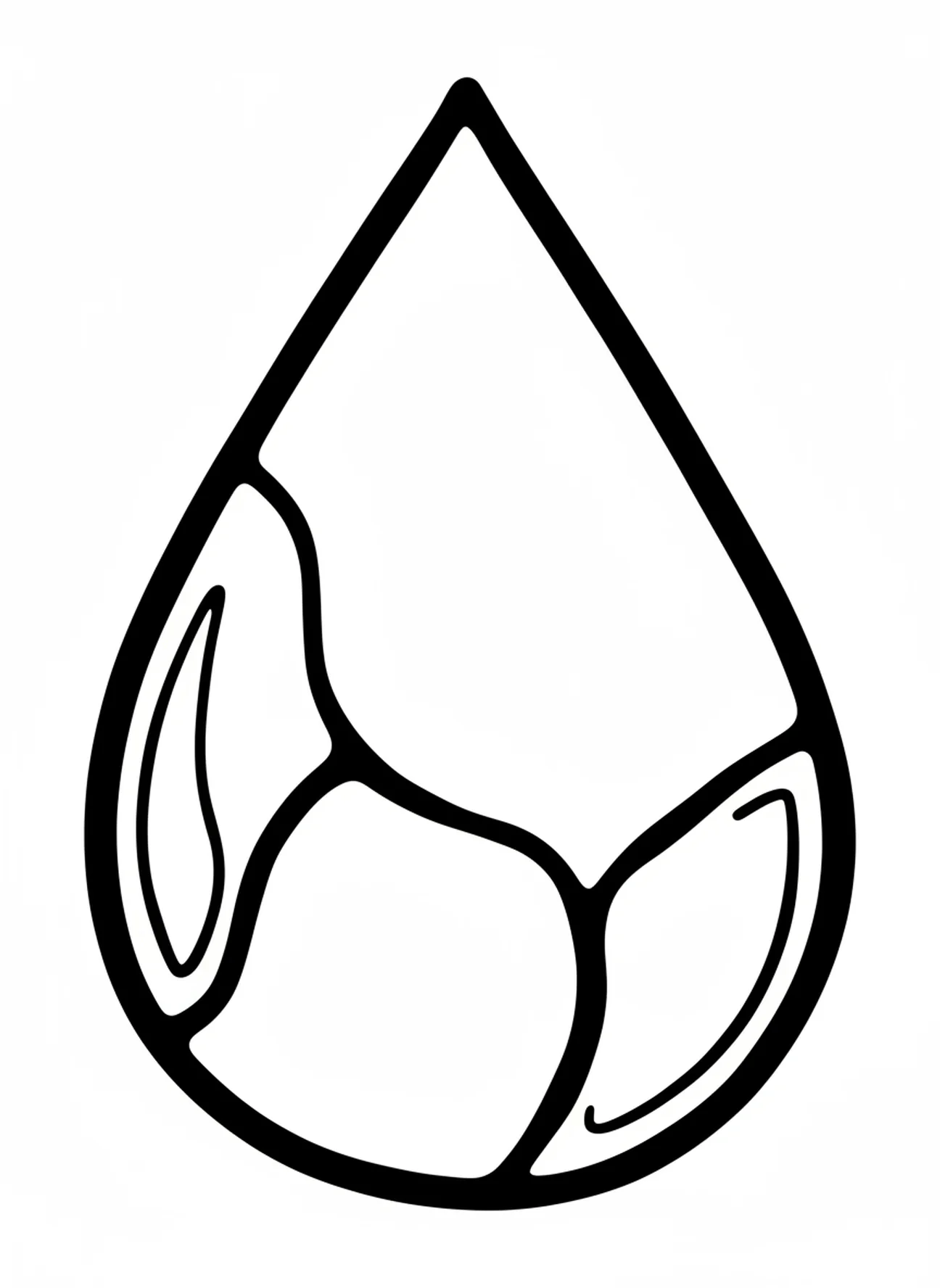 Riesige Wassertropfenform, Ausmalbild Licht Dunkelheit der Schöpfung für Kleinkinder im Alter von 2-3 Jahren.