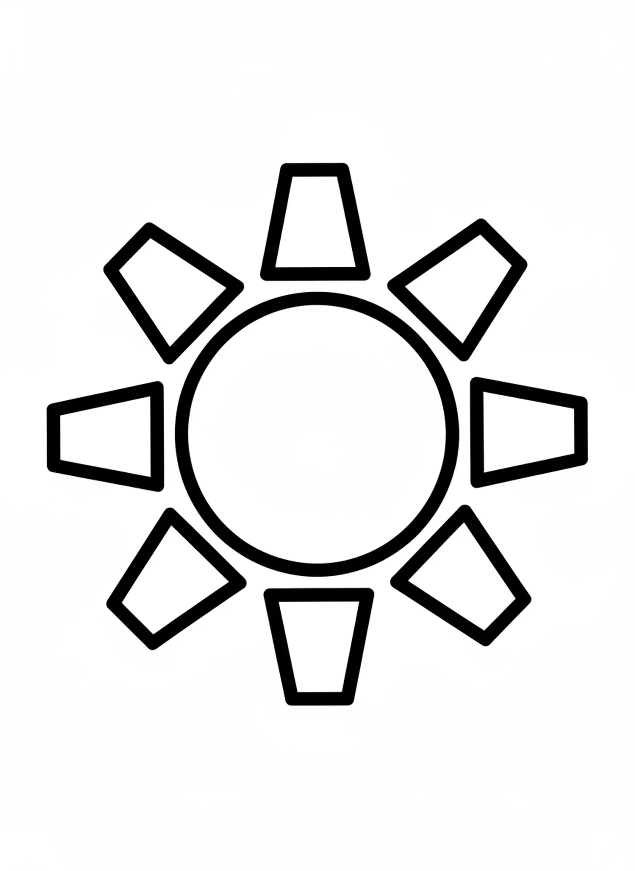 Forme de soleil géant, page à colorier sur la Création du Monde pour les tout-petits de 2 à 3 ans