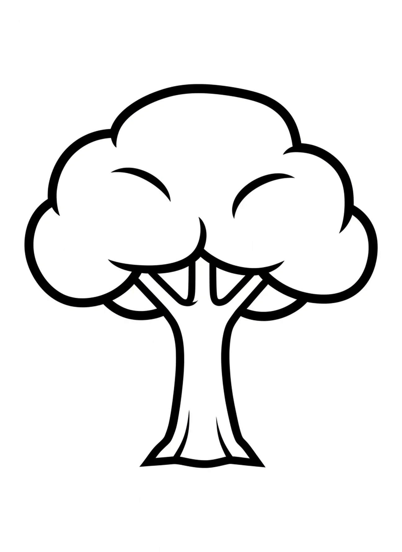 Forme d'arbre géant, page à colorier sur la Création du Monde pour les tout-petits de 2 à 3 ans