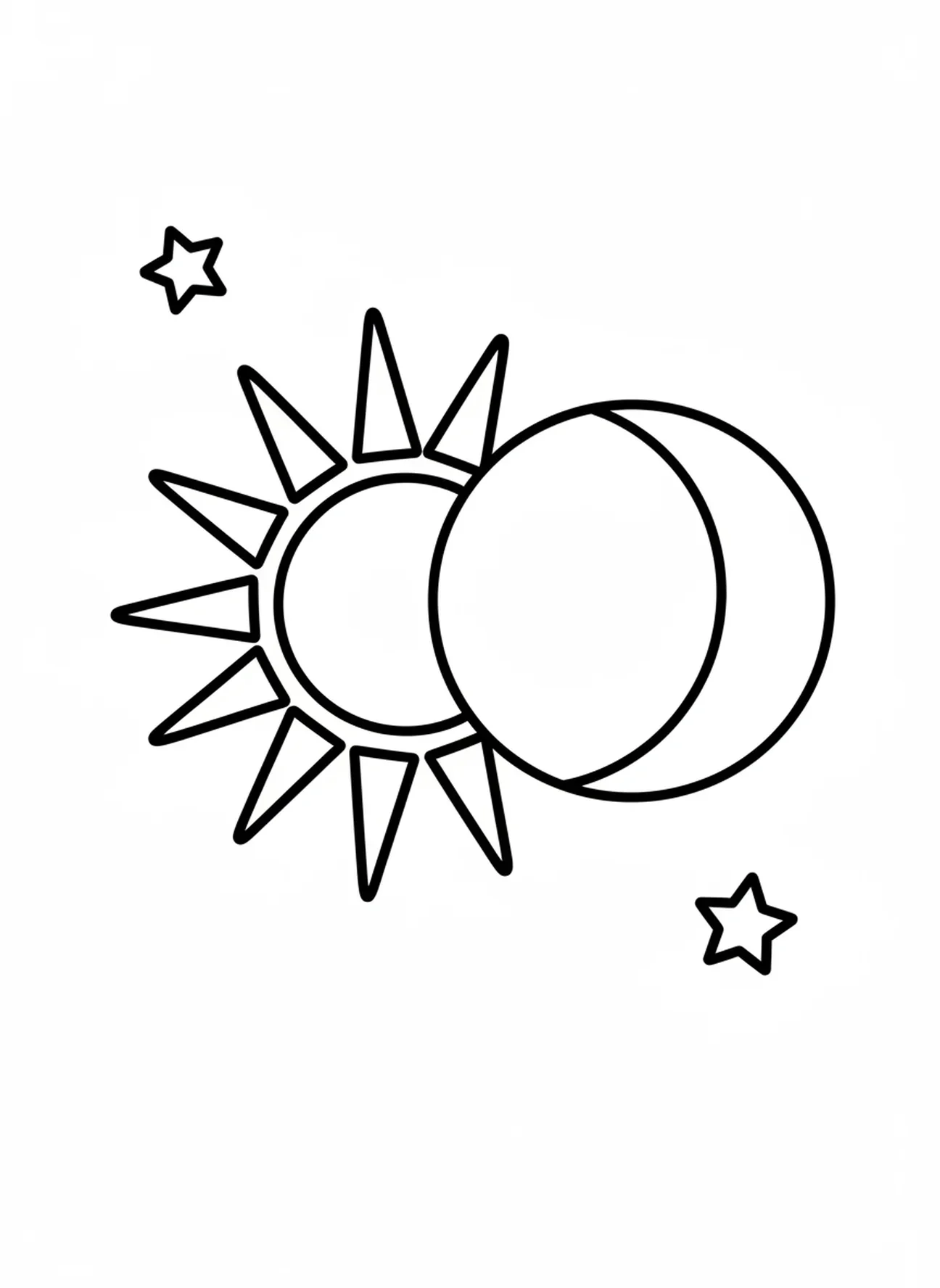 Formas de sol e lua, página para colorir sobre a Criação para crianças de 2 a 3 anos