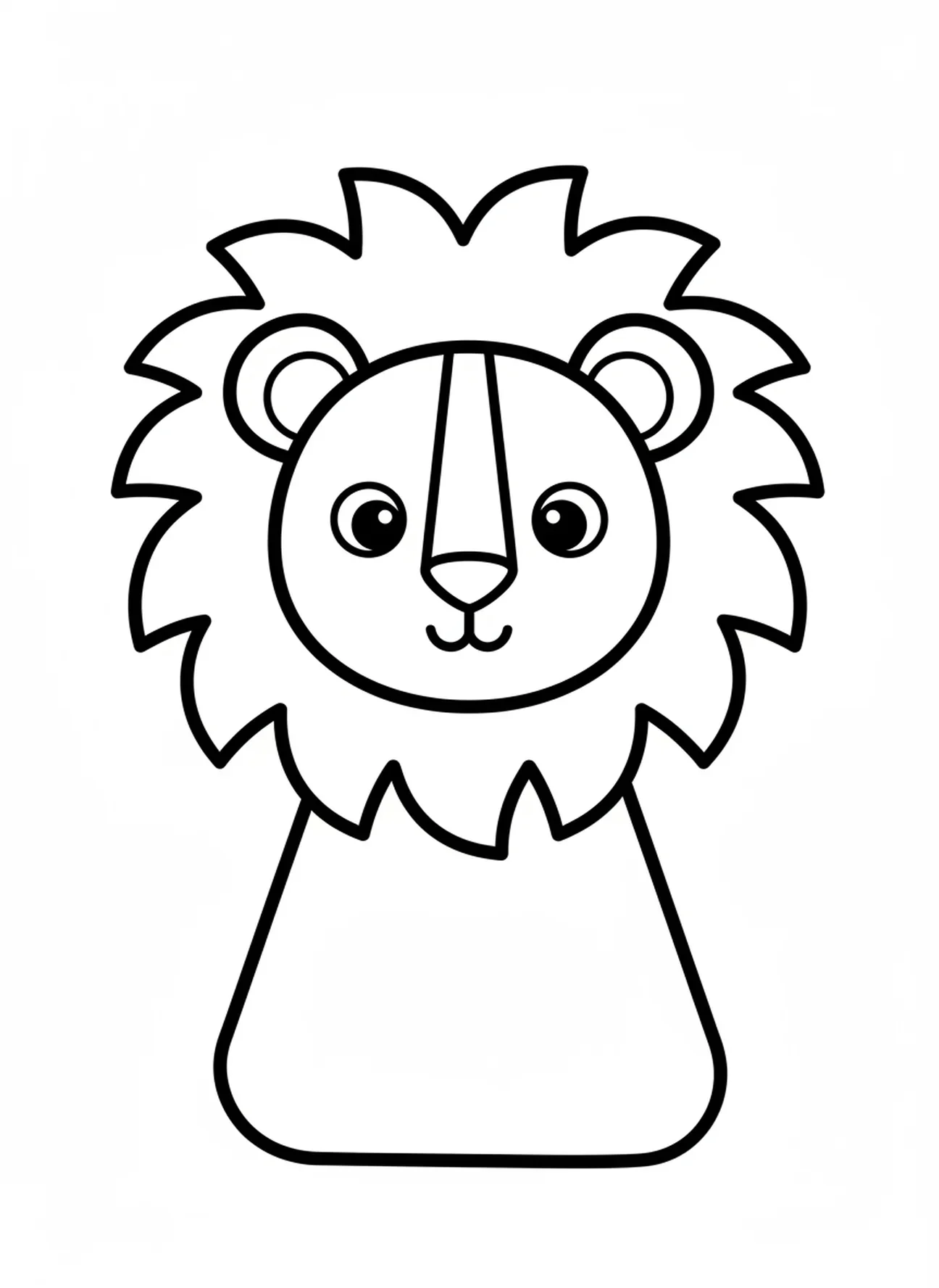 Grande forma de leão simples, página para colorir sobre Daniel na cova dos leões para crianças de 2 a 3 anos