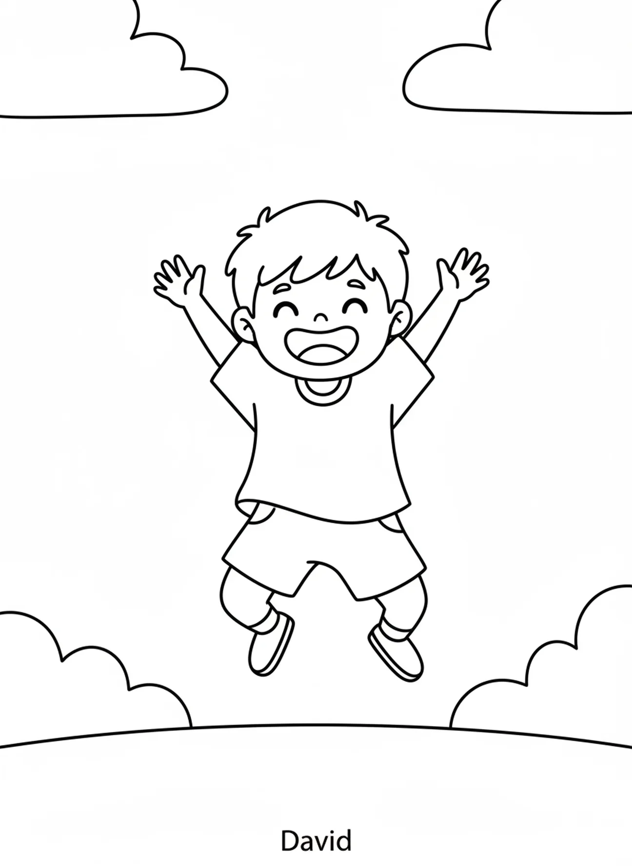 David feiert den Sieg, David gegen Goliath Ausmalbild für Vorschulkinder im Alter von 3-5 Jahren.