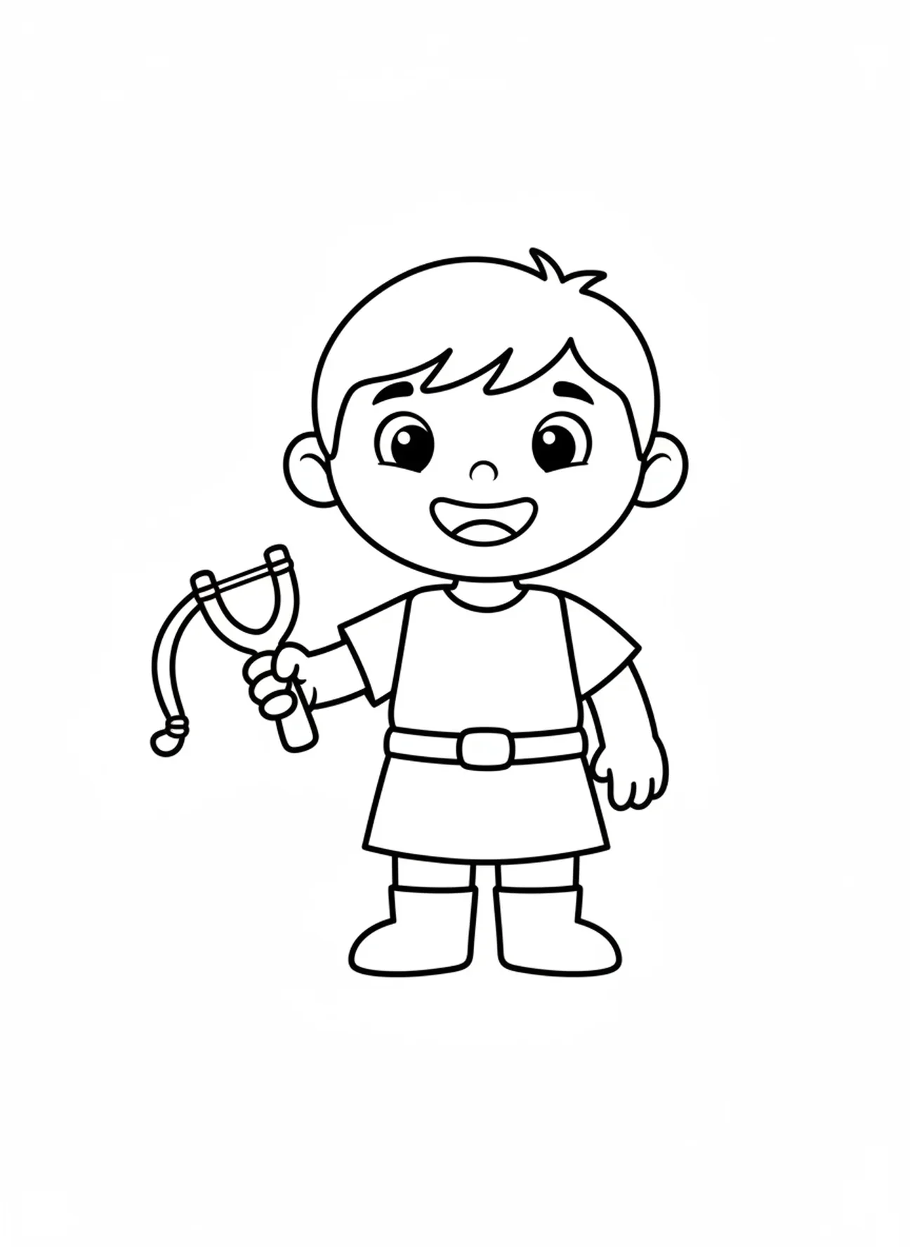 David mit Schleuder, David Goliath David Wählen von Steinen Malvorlage für Vorschulkinder im Alter von 3-5 Jahren.