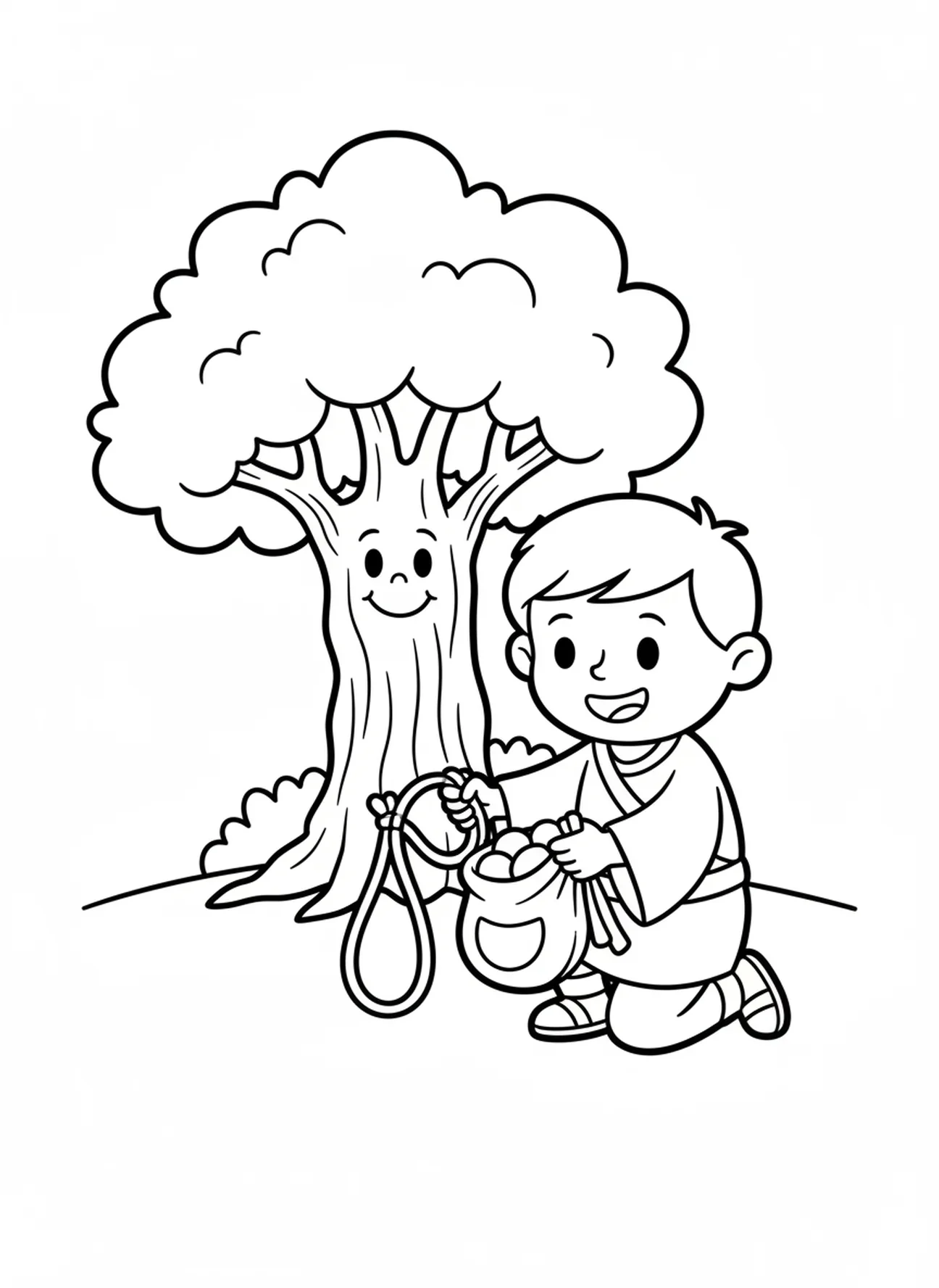 David se préparant pour la bataille, David et Goliath, page à colorier de David lançant sa fronde pour les enfants d'âge préscolaire de 3 à 5 ans.