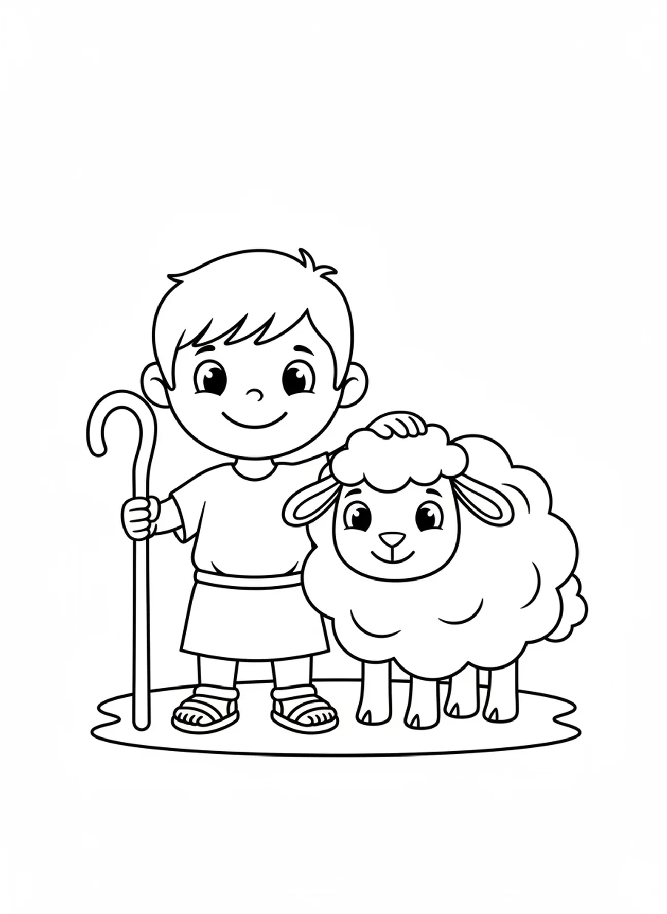 David als Hirte, David Goliath David mit dem Schwert der Riesen Malvorlage für Vorschulkinder im Alter von 3-5 Jahren.