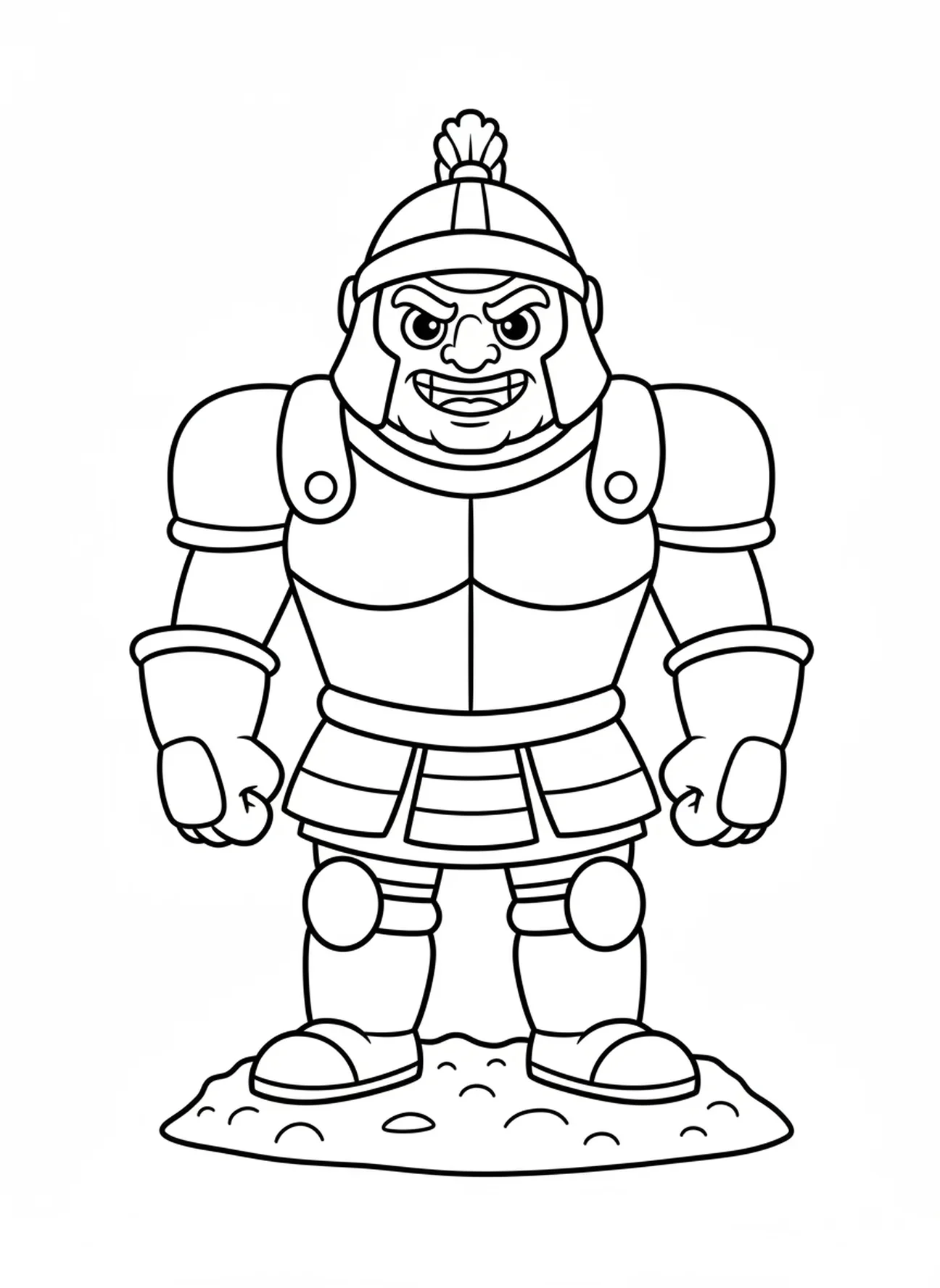 Golias em armadura grande, Davi Golias Golias Caindo página para colorir para crianças de 3 a 5 anos.