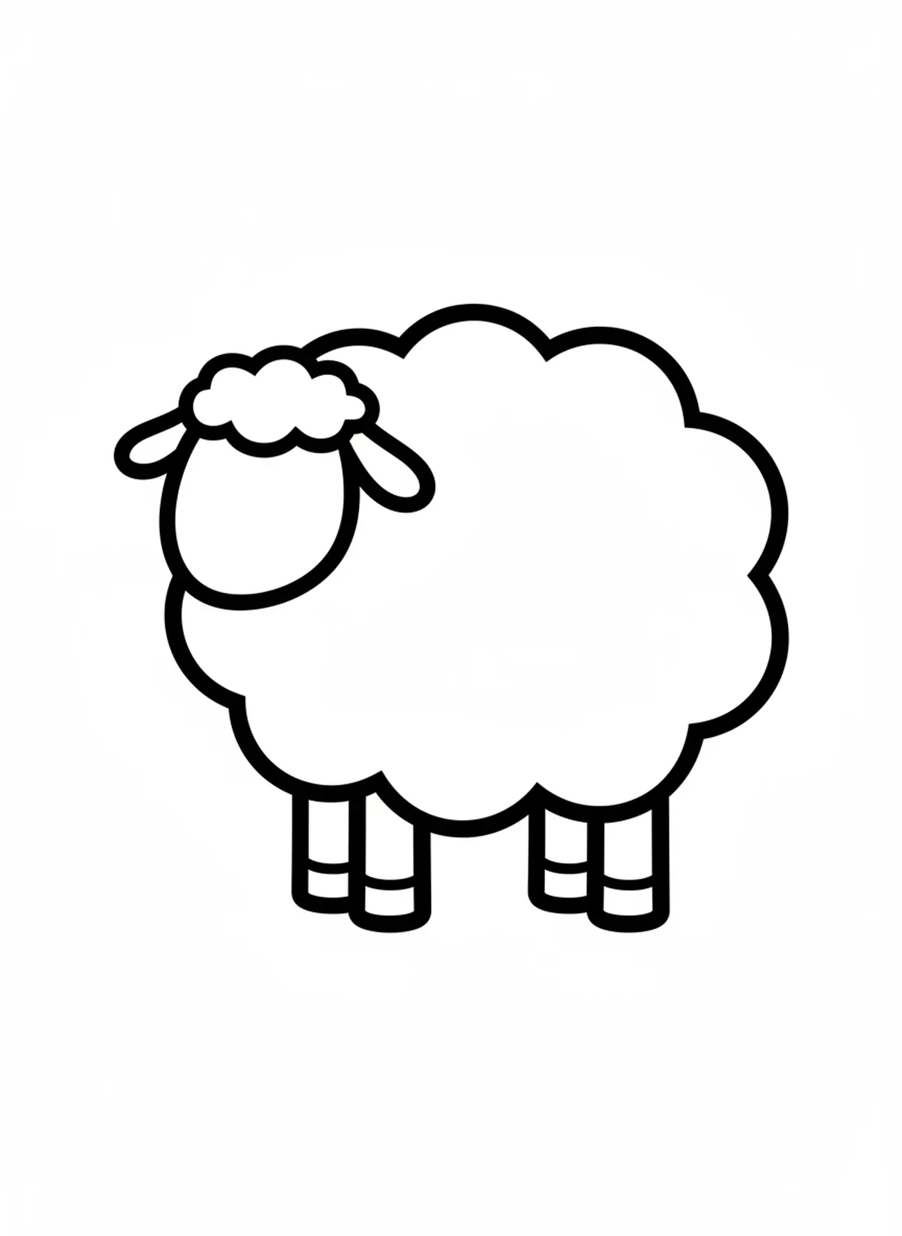 Grande forma de ovelha, página para colorir Davi e Golias para crianças de 2 a 3 anos