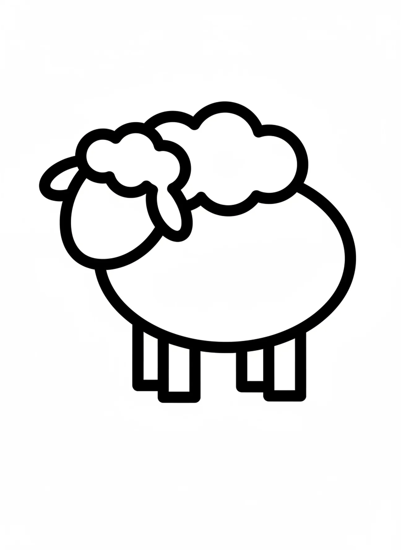Eenvoudig schaap, kleurplaat van David de Koning voor peuters van 2-3 jaar