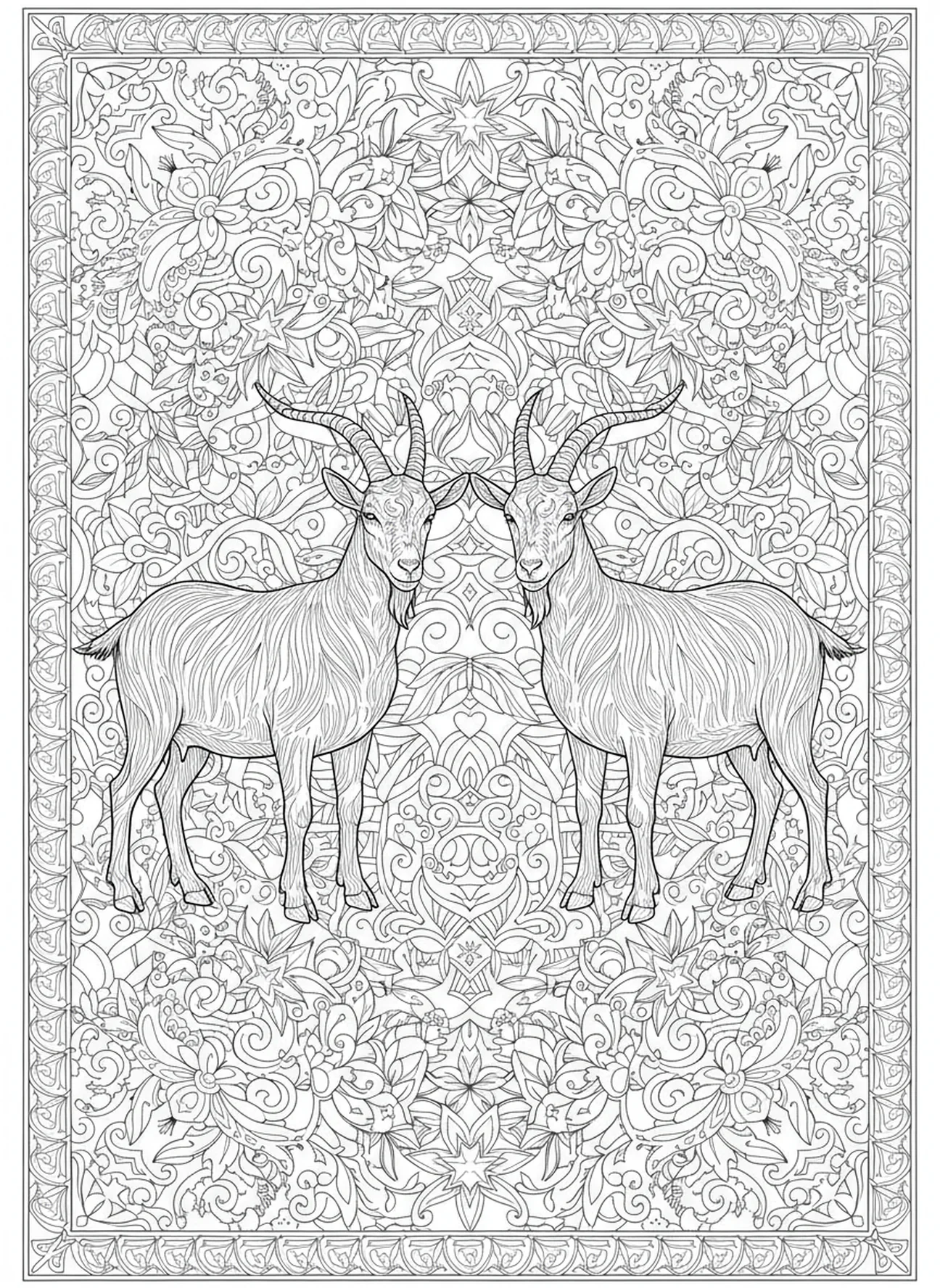 Seleção de dois bodes, página para colorir do Dia da Expiação no estilo de journaling bíblico para adultos.