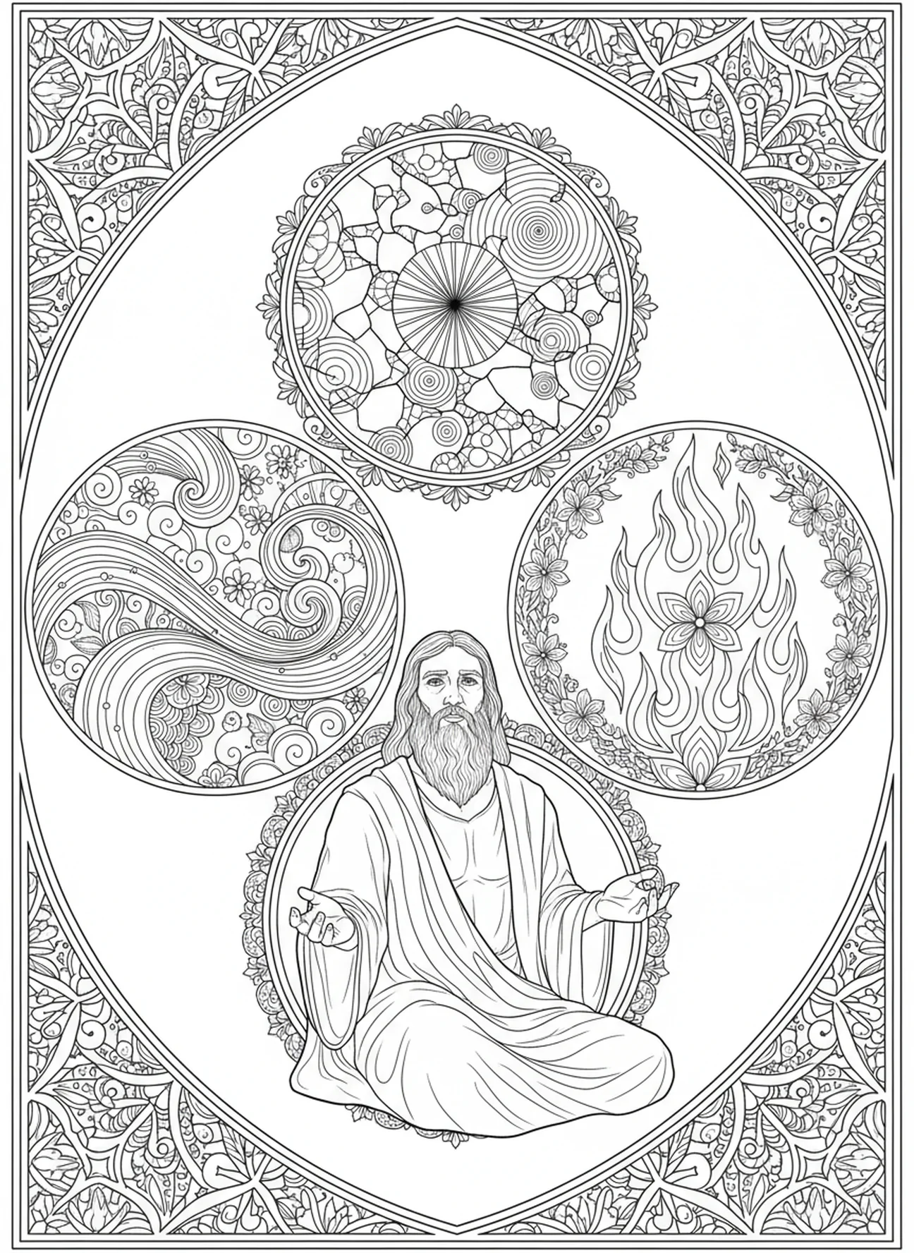 Elias entre vento, terremoto e fogo, página para colorir da Caverna de Elias com a Voz Suave, estilo de journaling bíblico para adultos.