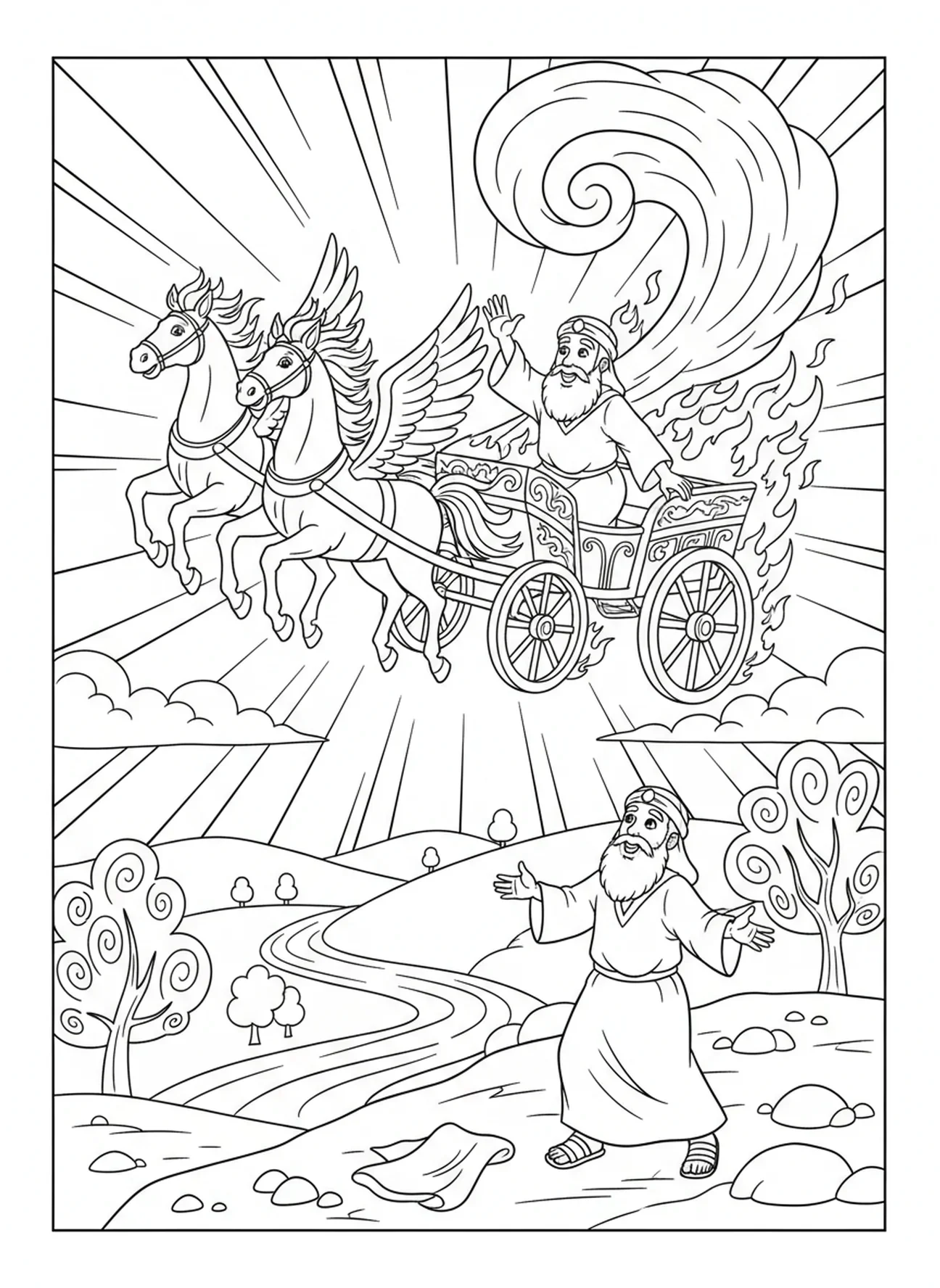 Elias acenando adeus, página para colorir do Carro de Elias para crianças de 5 a 10 anos