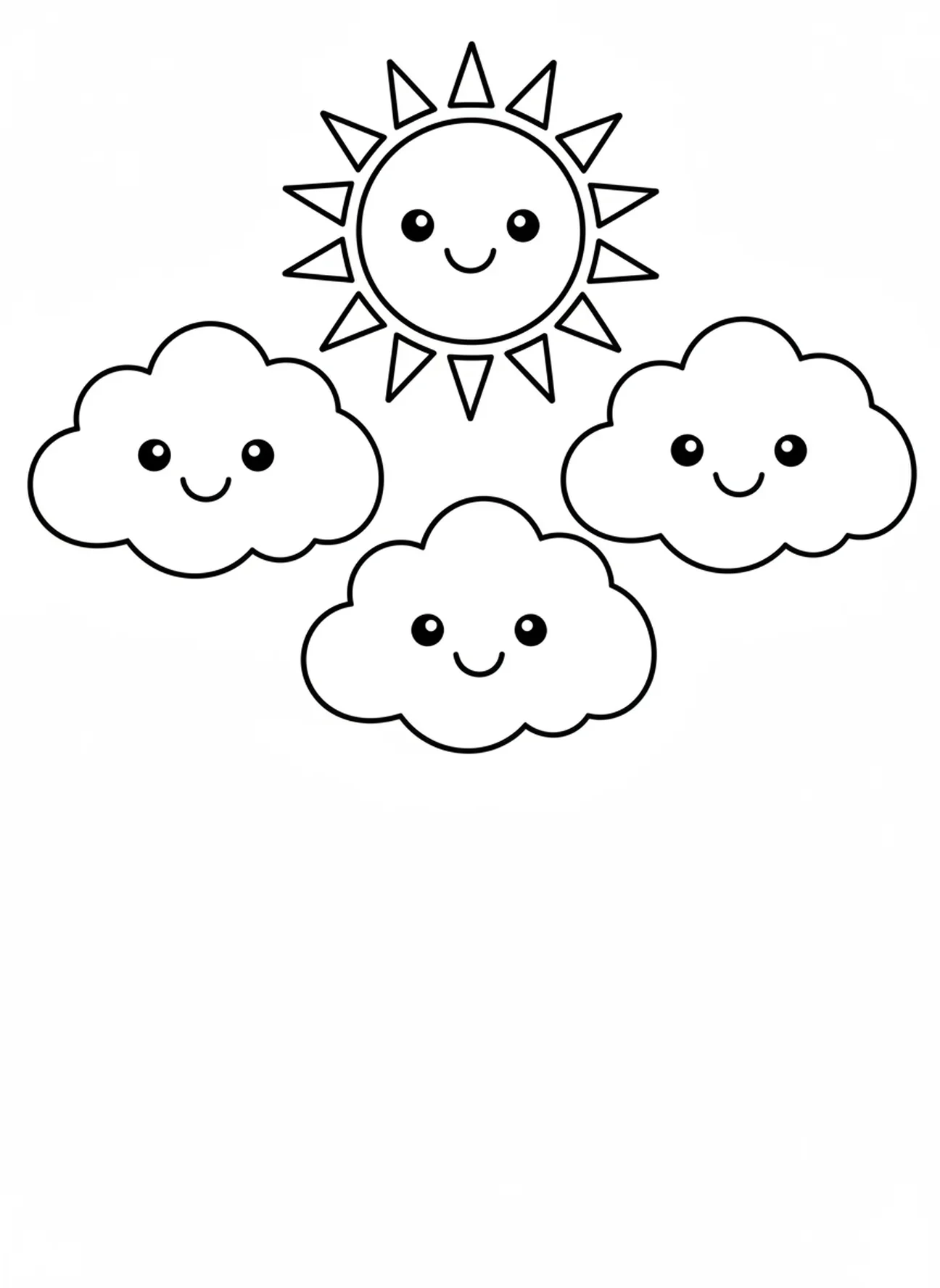 Nubes esponjosas, página para colorear del carro de Elías para niños de 3 a 5 años