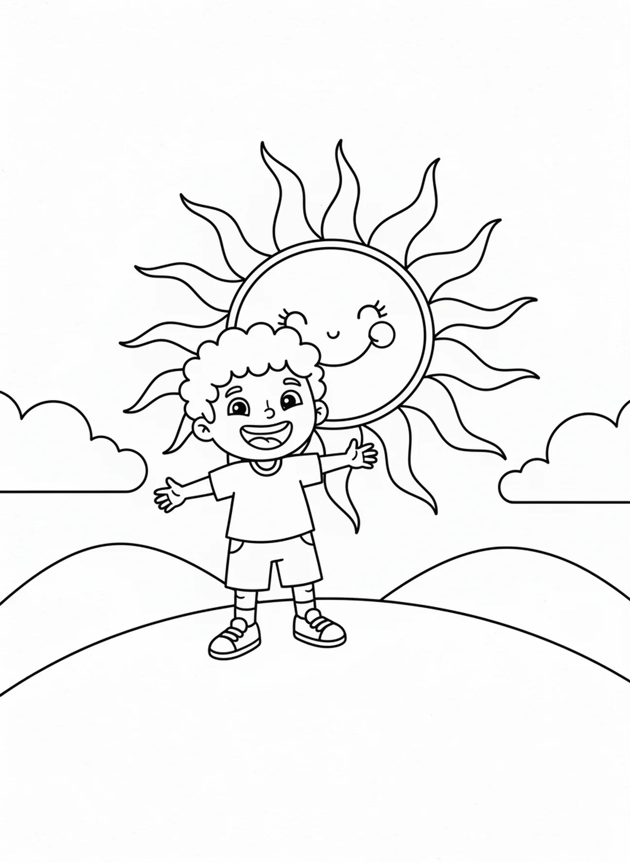 Lächelnder Elia, Ausmalbild von Elia und den Raben für Vorschulkinder im Alter von 3-5 Jahren