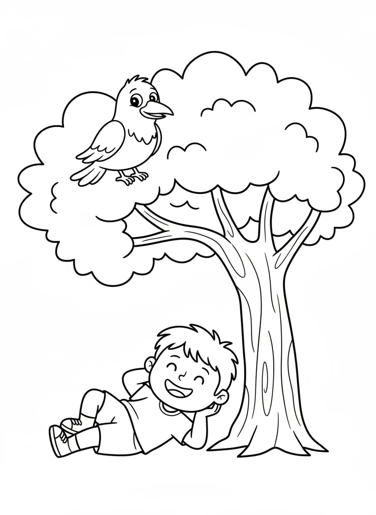 Lächelnder Elia, Ausmalbild von Elia und den Raben für Vorschulkinder im Alter von 3-5 Jahren