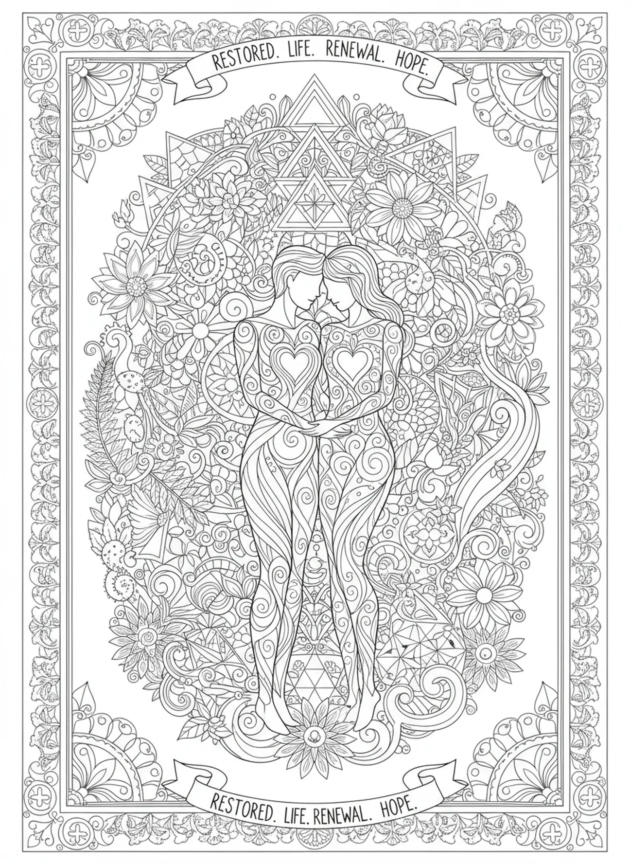 Corps restaurés dans la vallée, page à colorier des ossements desséchés d'Ézéchiel pour le journal biblique, style adulte