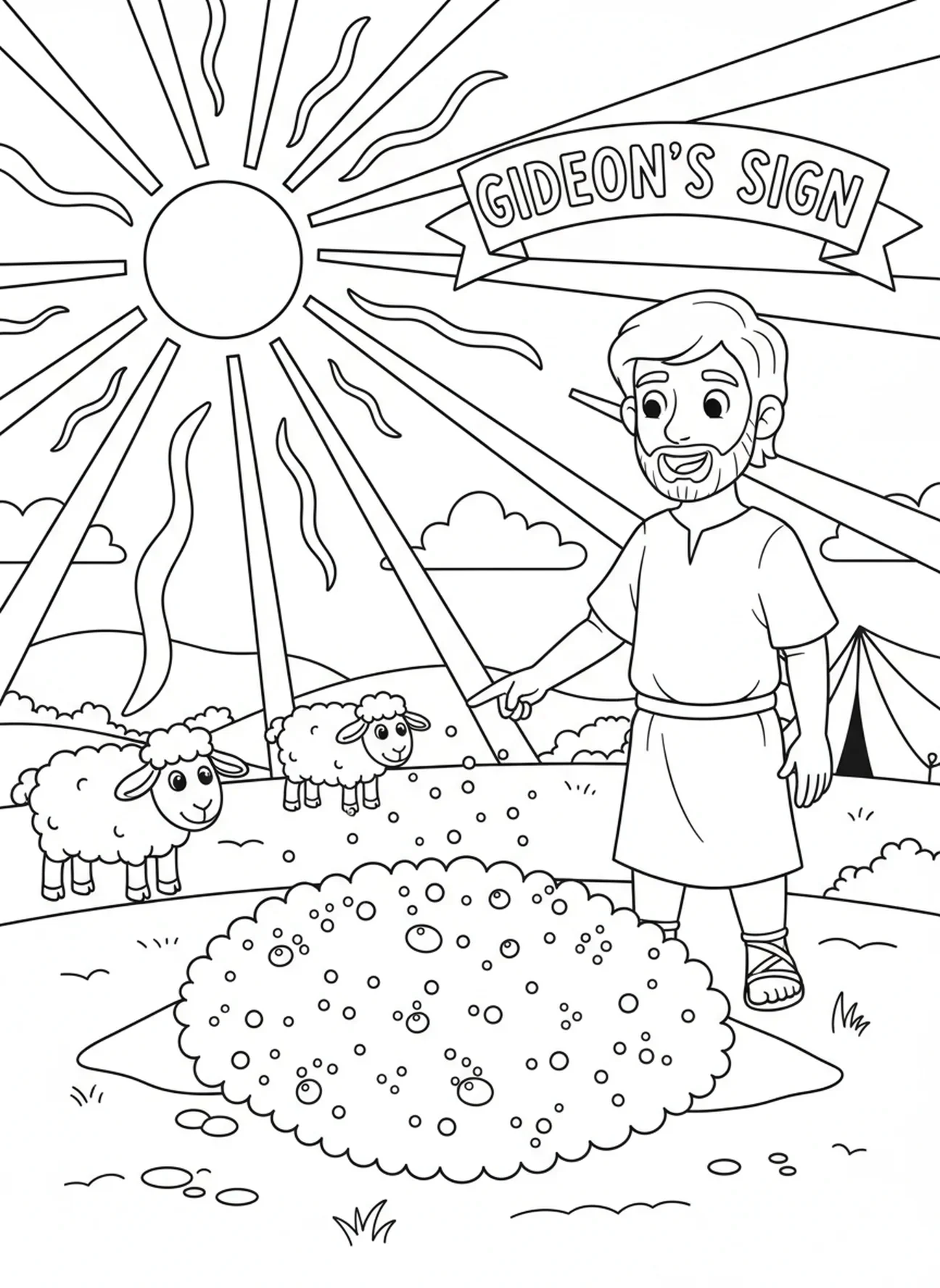 Dauw op de vacht, Gideon Vacht Op de Grond kleurplaat voor kinderen van 5-10 jaar.