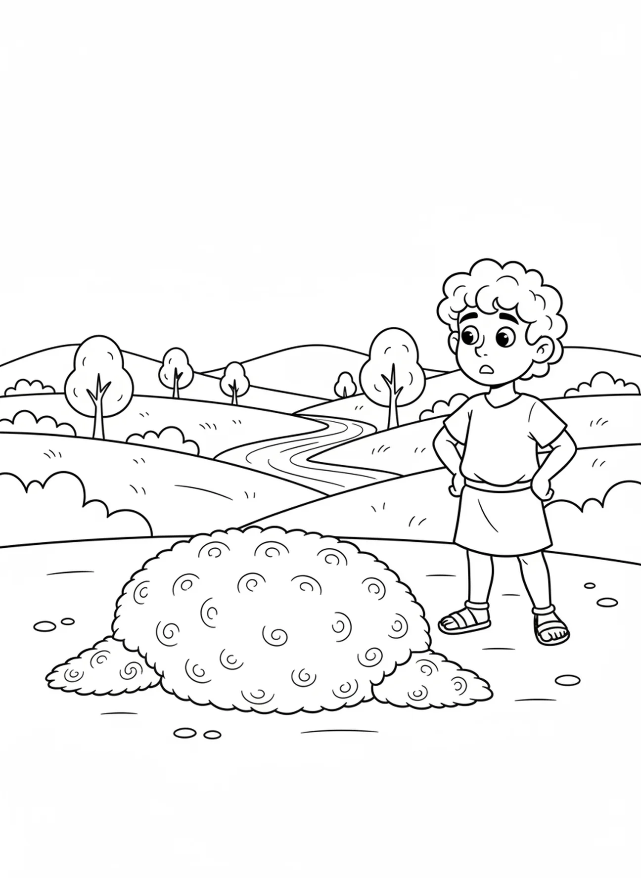Droge vacht op de grond, Gideon Vacht Op De Grond kleurplaat voor kinderen van 5-10 jaar.