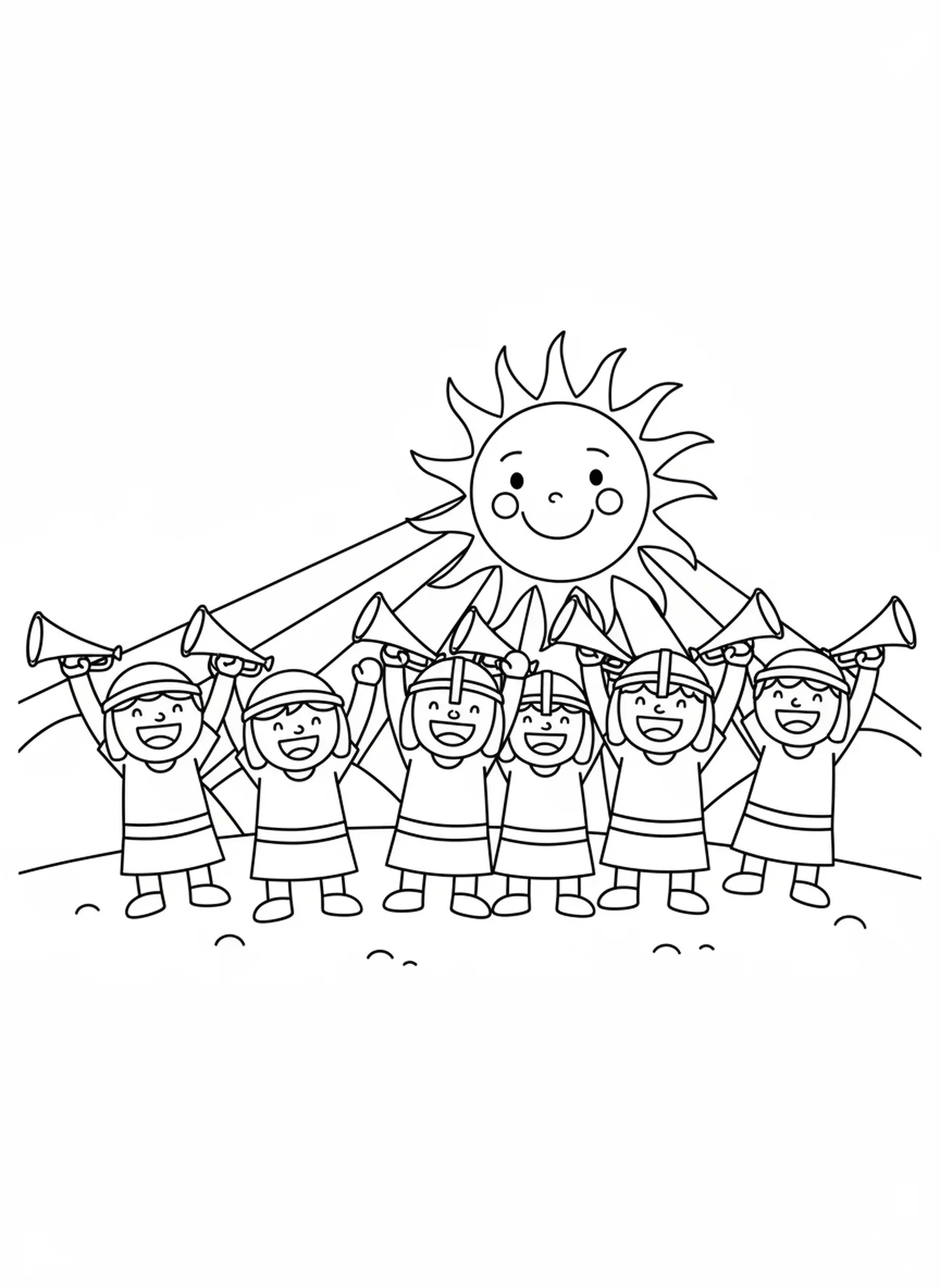 Gédéon célébrant, page à colorier de Gédéon pour les enfants d'âge préscolaire de 3 à 5 ans