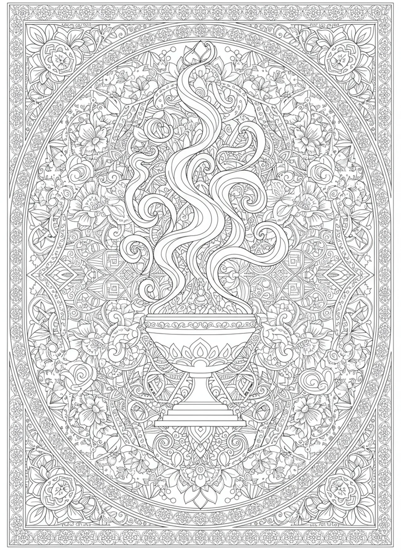 Altar de incenso dourado, página para colorir do Santo dos Santos no estilo de journaling bíblico para adultos