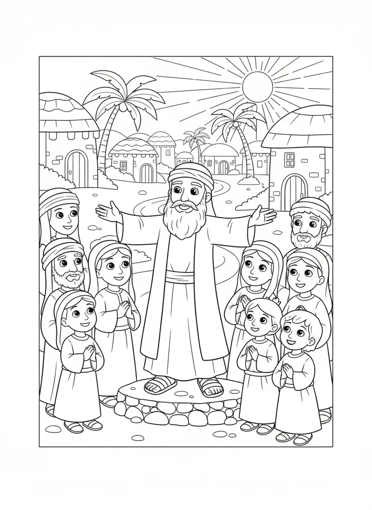 Jérémie encourageant les gens, page à colorier Jérémie pour les enfants de 5 à 10 ans.