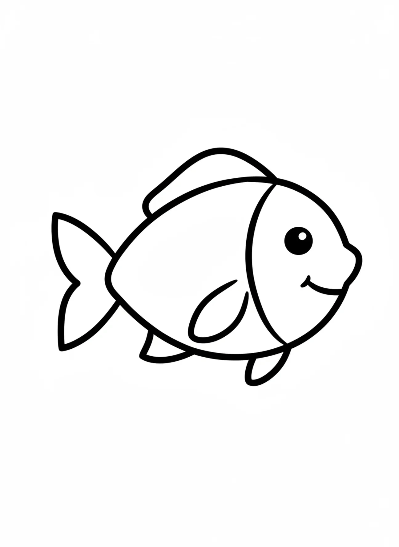 Grande forme de poisson, page à colorier Jonas et la baleine pour les tout-petits de 2 à 3 ans