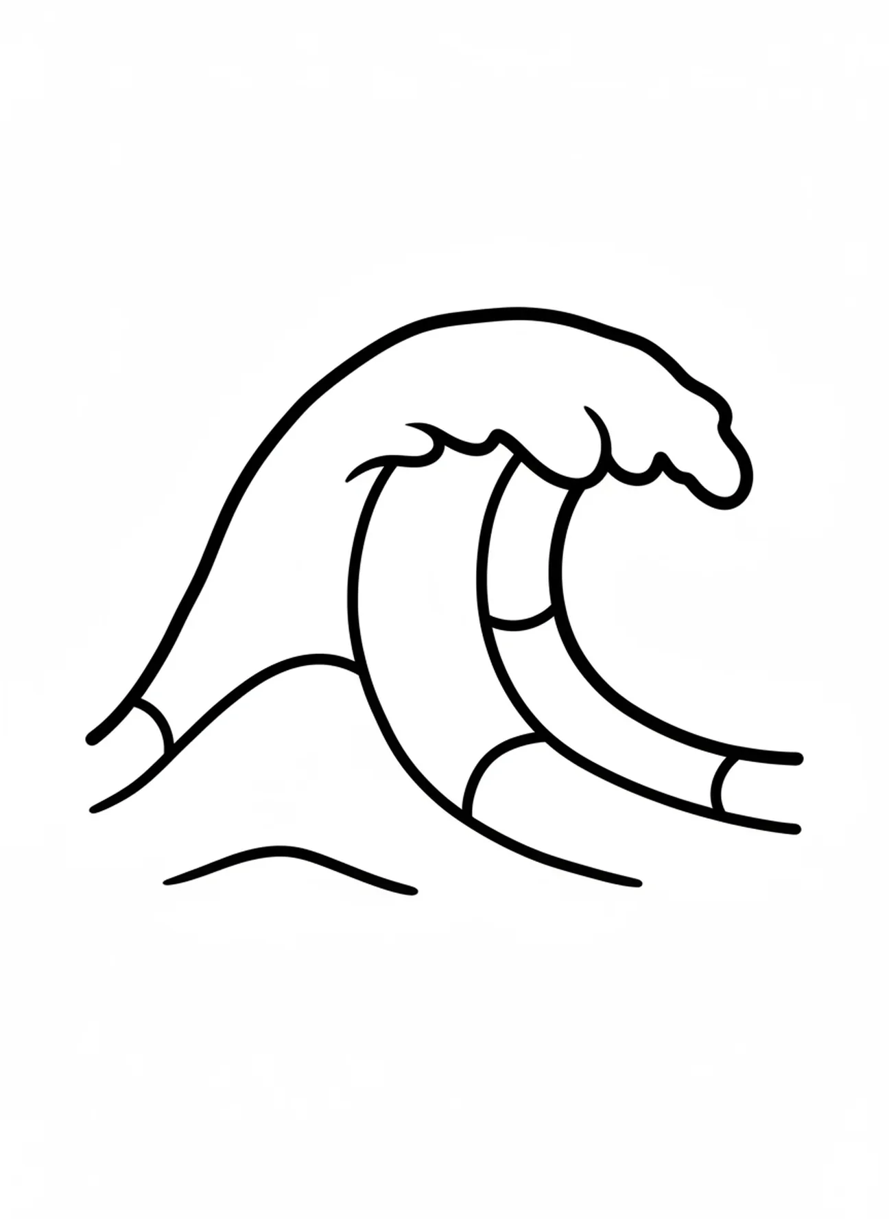 Grande forme de vague, page à colorier Jonas et la baleine pour les tout-petits de 2 à 3 ans
