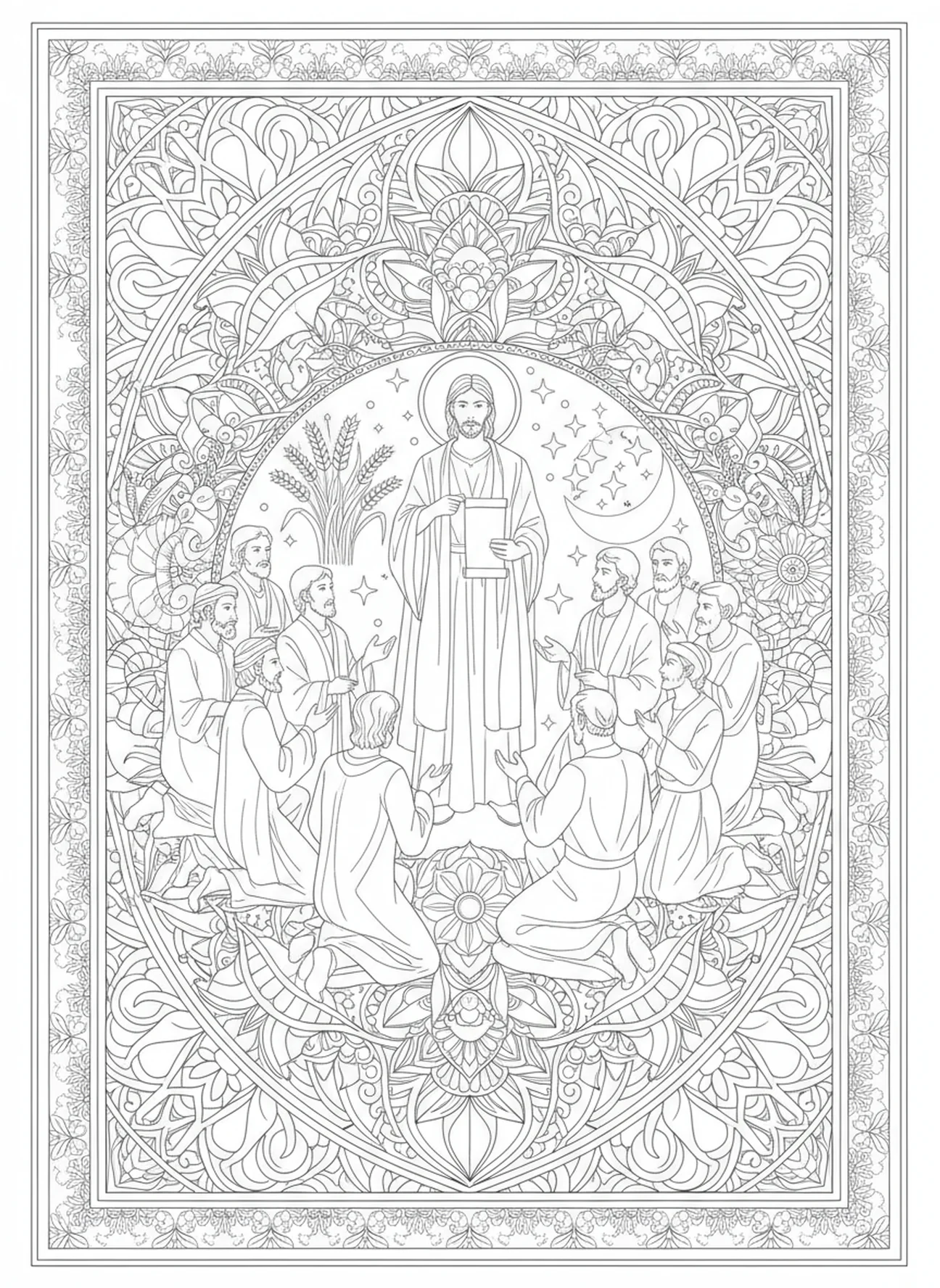 Joseph interprète les rêves, page à colorier Joseph et ses frères pour le style de journal biblique pour adultes.