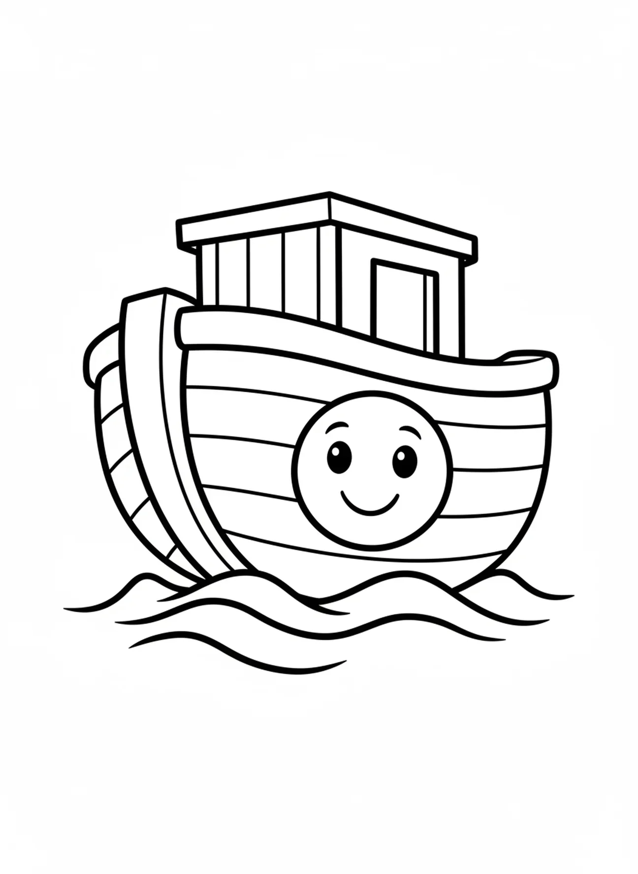 L'Arche de Noé sur les vagues, page à colorier de Noé et de l'arc-en-ciel pour les enfants d'âge préscolaire de 3 à 5 ans