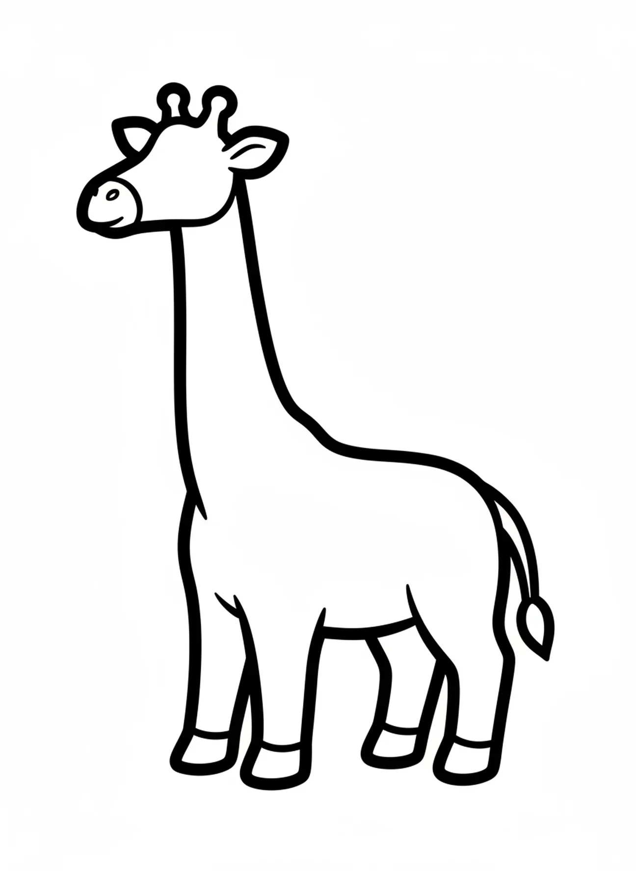 Página de colorir com uma única girafa e o Arco-Íris de Noé para crianças de 2 a 3 anos.