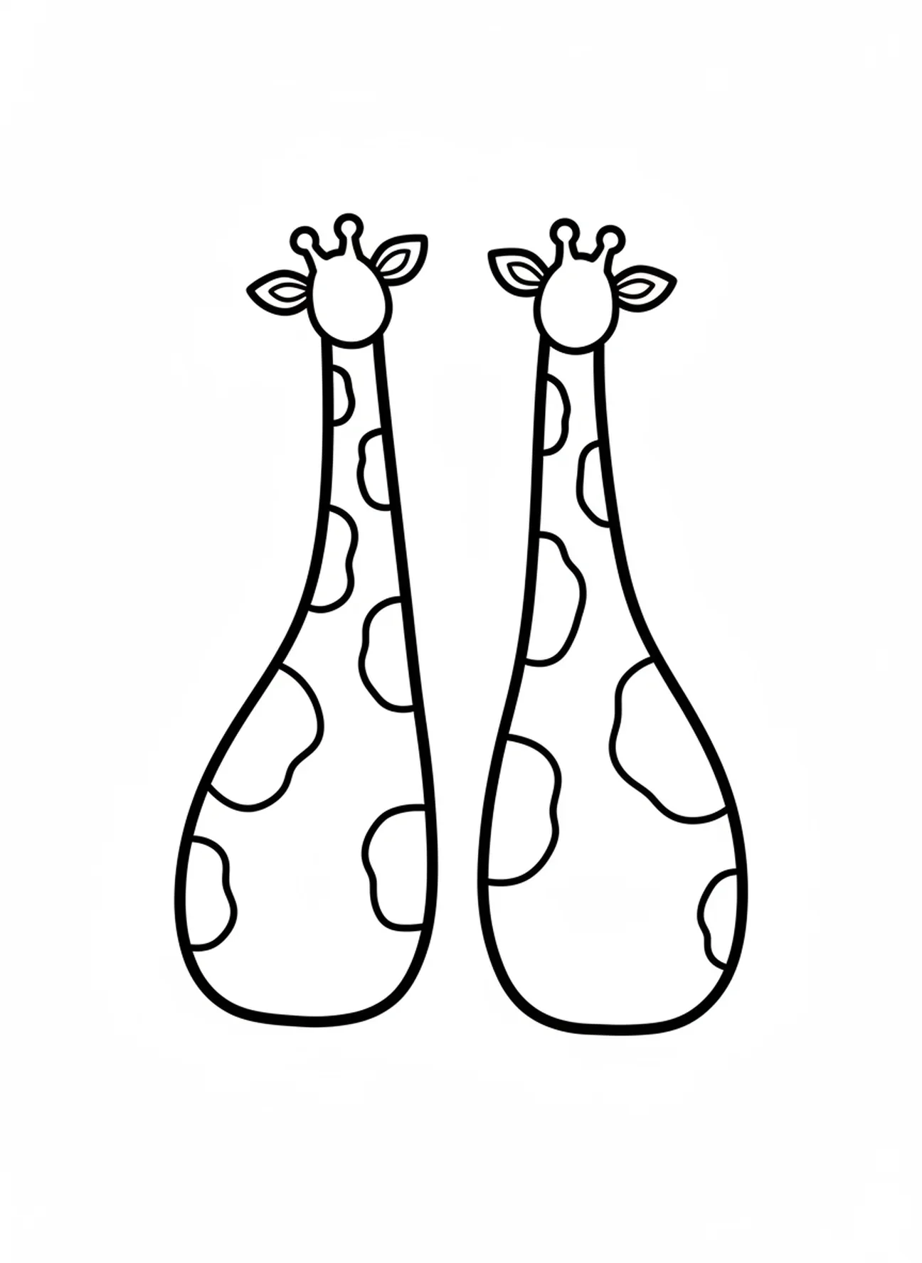 Duas girafas de desenho animado, página para colorir dos Animais da Arca de Noé 2 a 2 para crianças de 2 a 3 anos.