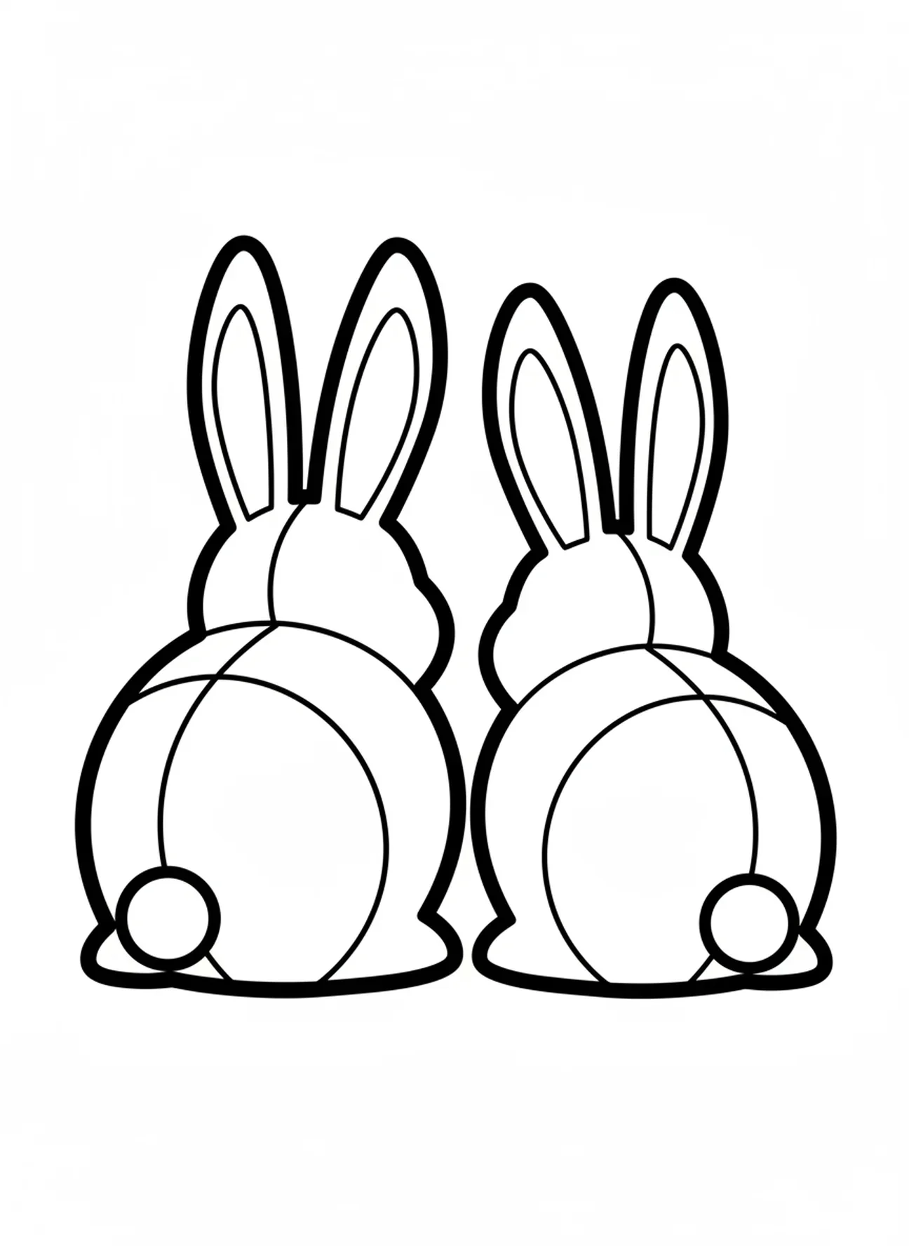 Dois coelhos em desenho animado, página de colorir dos Animais da Arca de Noé 2 a 2 para crianças de 2 a 3 anos.